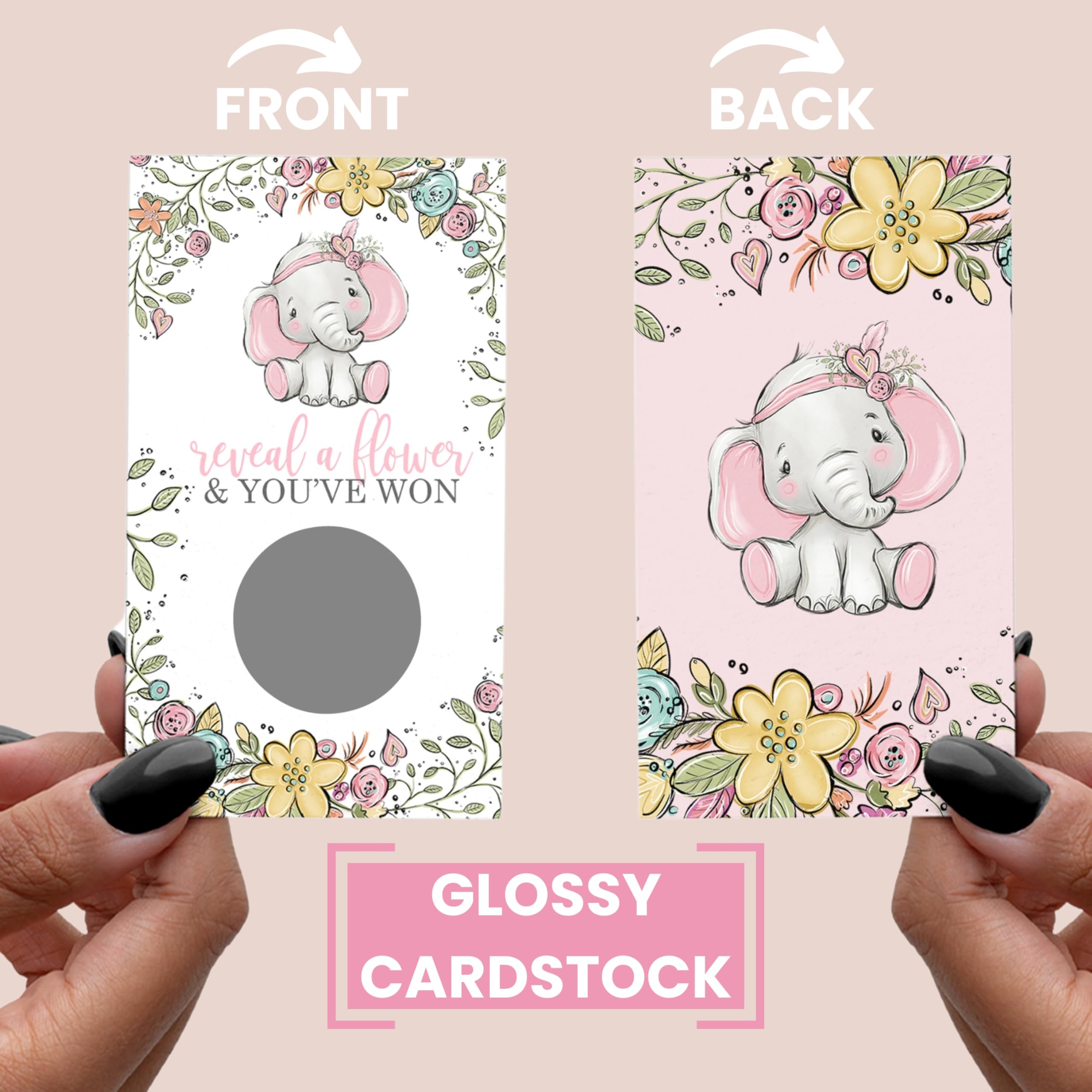 Paper Clever Party Baby Shower Games For Girls - 30 Cards - Fun Scratch Off Game Guest Activities Reveal To Win Prizes, Cute Pin