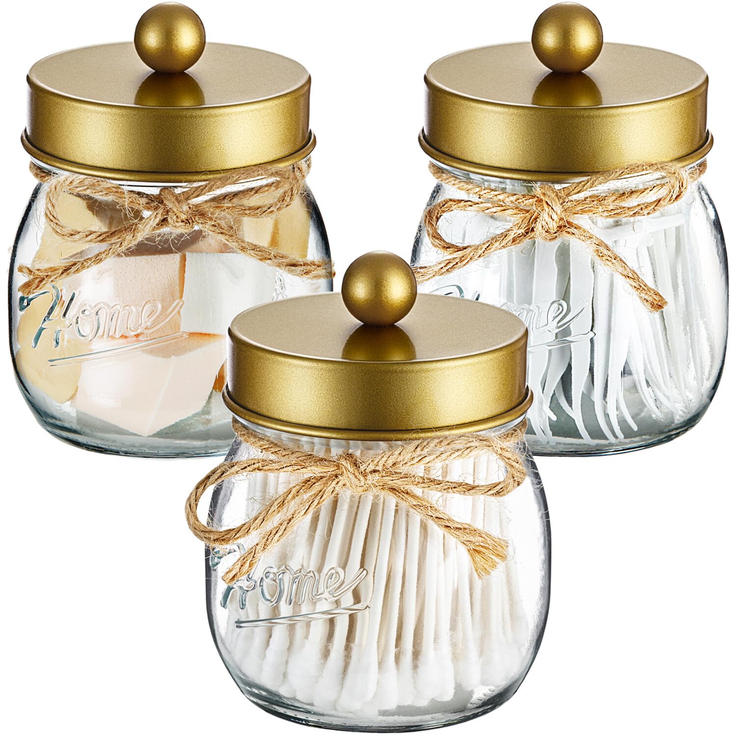 Sheechung Bathroom Organizers And Storage, Qtip Holder Bathroom, Mason Jar Bathroom Accessories Set For Cotton Swabs, Balls, Flo