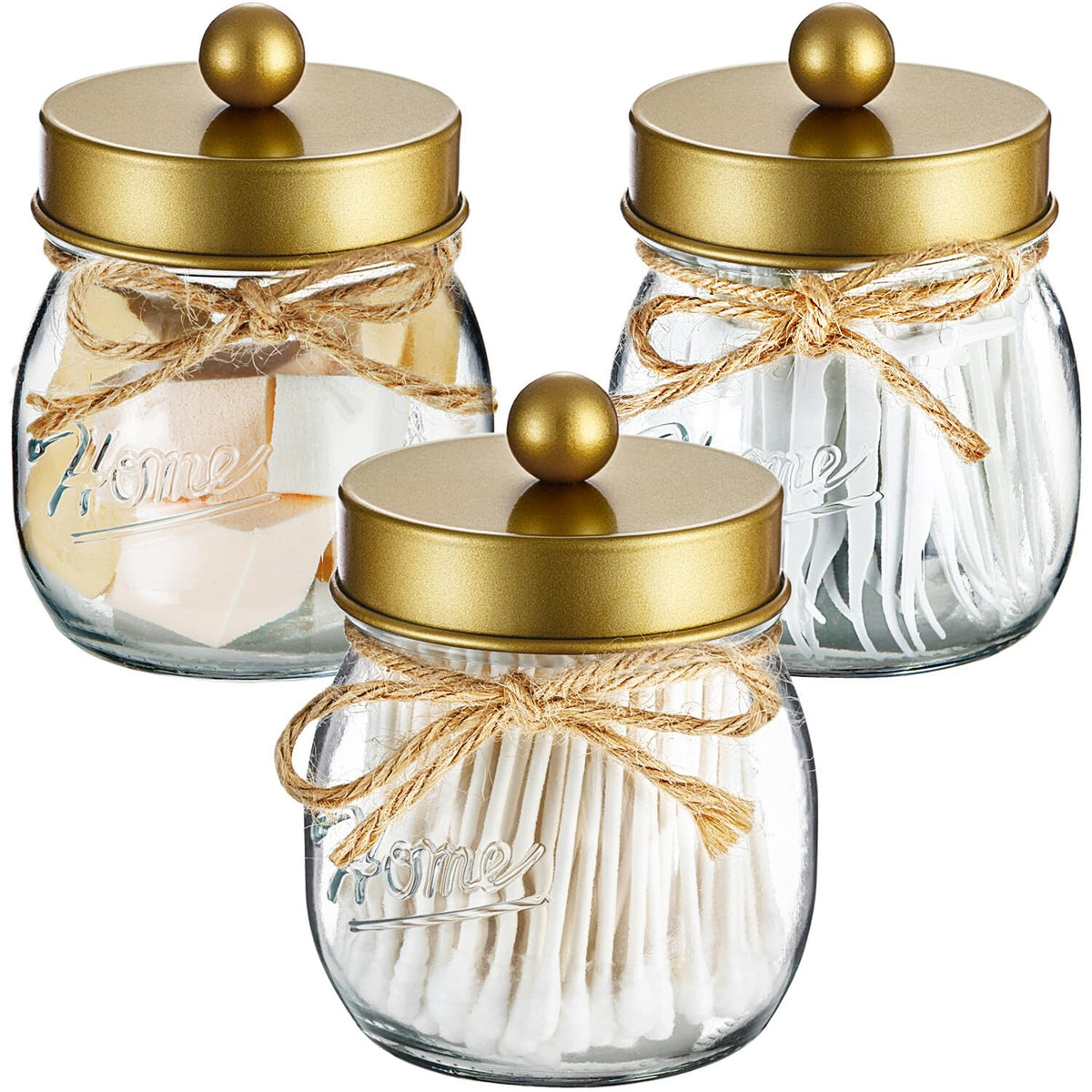 Sheechung Bathroom Organizers And Storage, Qtip Holder Bathroom, Mason Jar Bathroom Accessories Set For Cotton Swabs, Balls, Flo