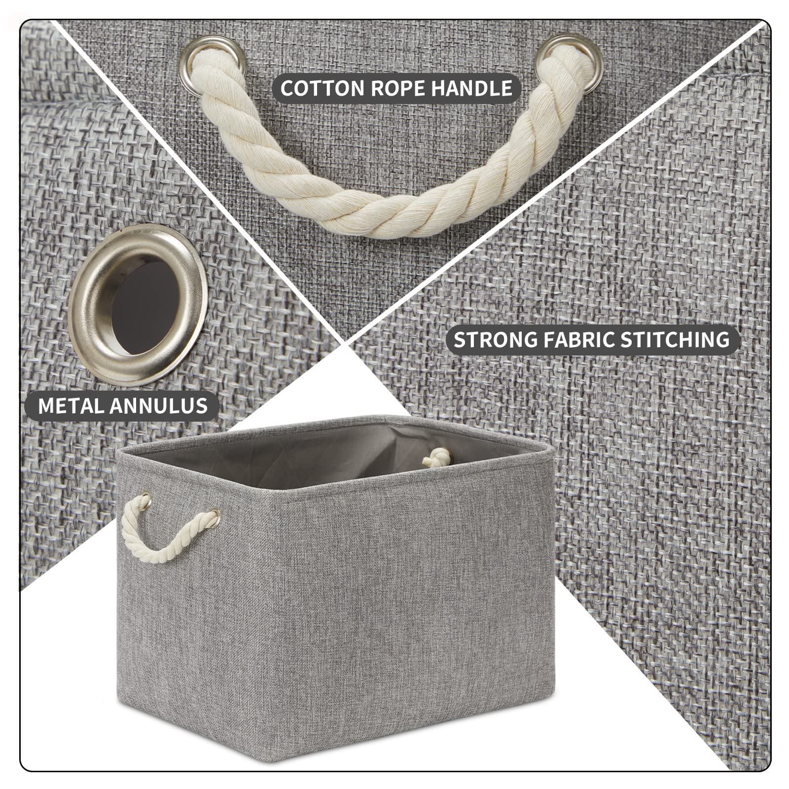 DULLEMELO Fabric Storage Bins 16x12x12 inches  Large Rectangular Storage Baskets 2 Pack  Collapsible Storage Organizer Decorative Storage Boxes for Closet  Toys  Clothes  Home  Office (Grey)