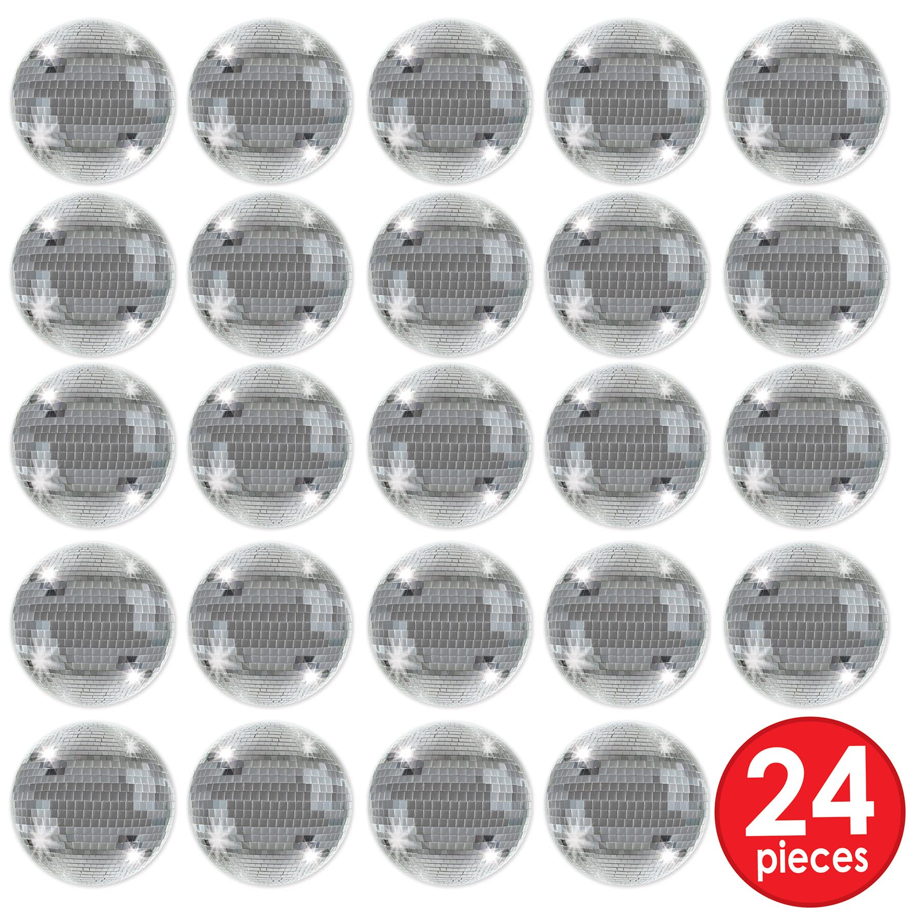 Beistle 24 Piece 70'S Theme Party Decorations Disco Ball Drink Coasters Retro Throwback Tableware, 3.25'' X 3.25'', Silver