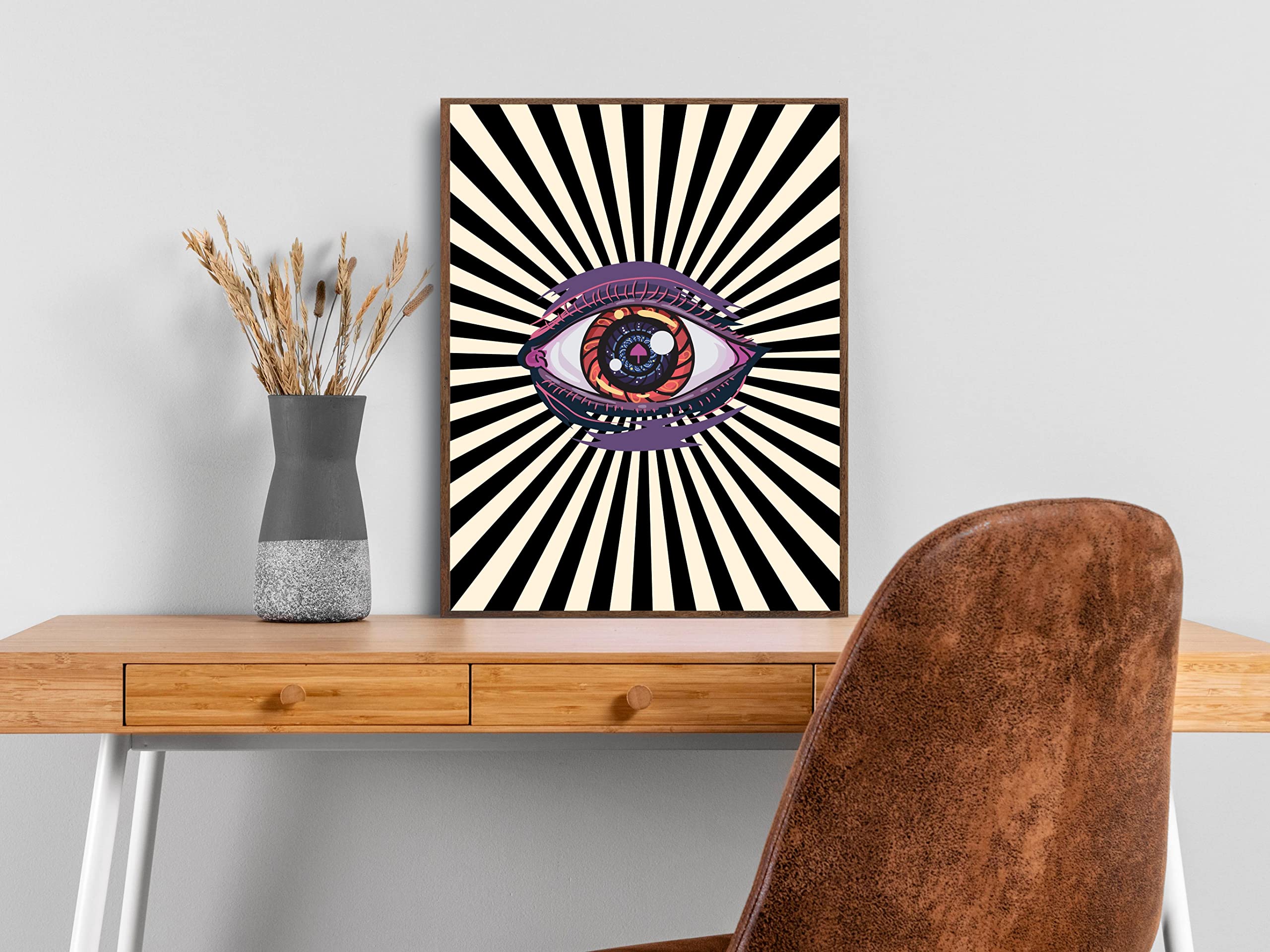 Room D  Cor Aesthetic Eye Poster, Cool Hippy Vintage Retro Wall Art Print, Funky Room D  Cor Poster Print 70S 80S Poster For Dor