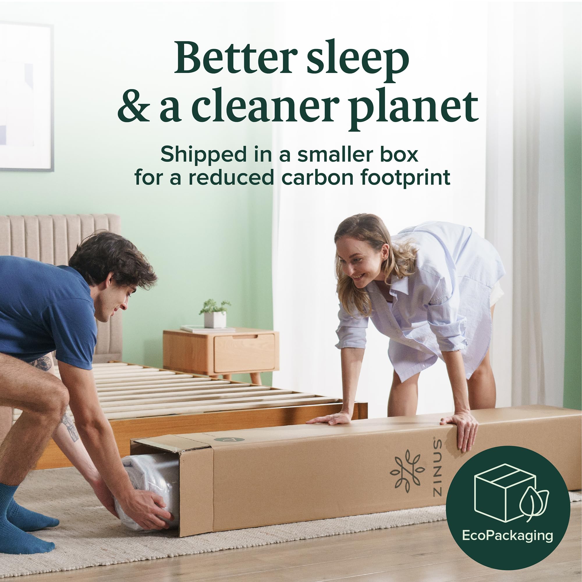 Zinus 12 Inch Green Tea Memory Foam Mattress [New Version], California King, Fiberglass Free, Medium Firm Feel, Zoned Pressure R