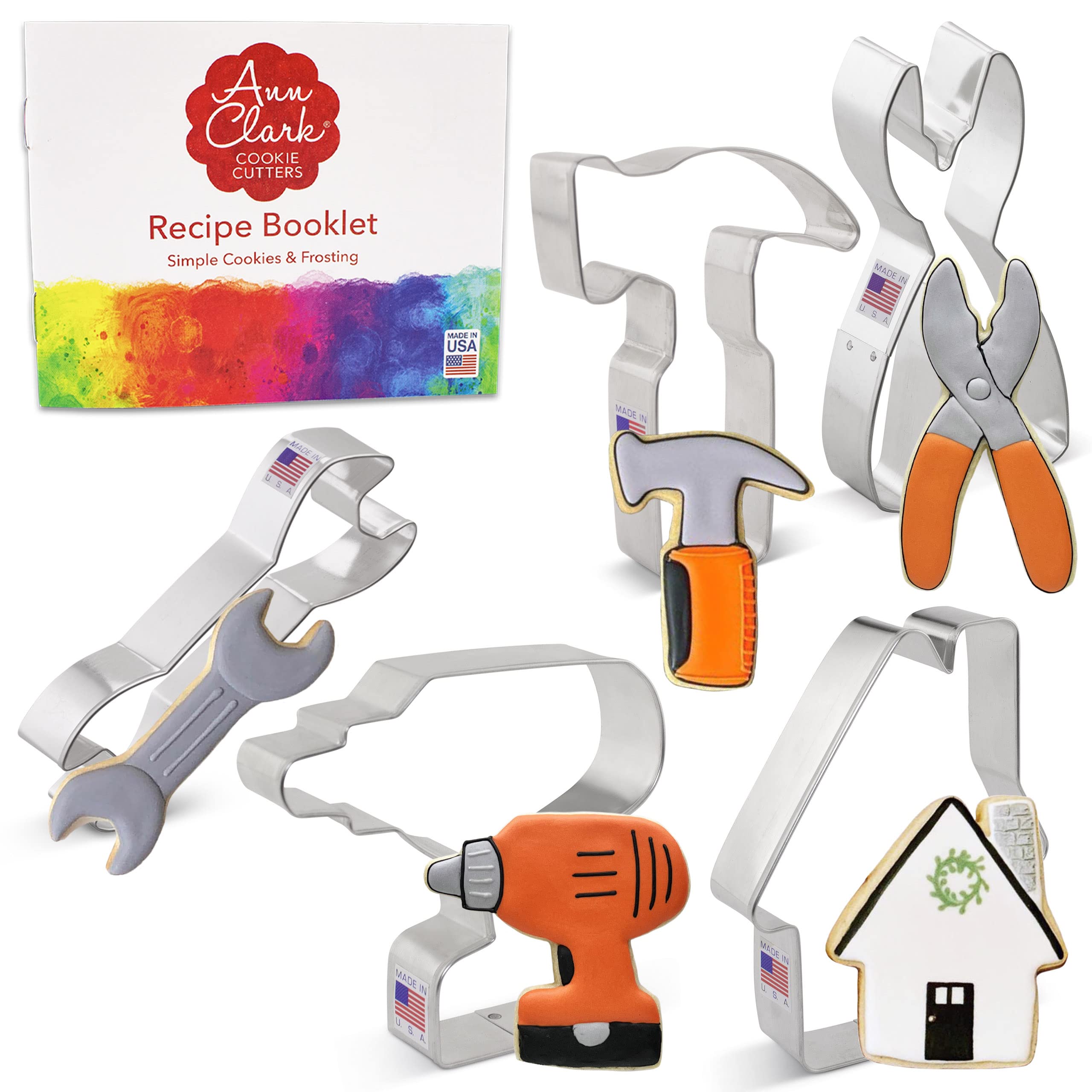 Fathers Day Cookie Cutters Tools & Construction Cookie Cutters 5-Pc. Set Made in USA by Ann Clark, Cordless Drill, Hammer, Wren