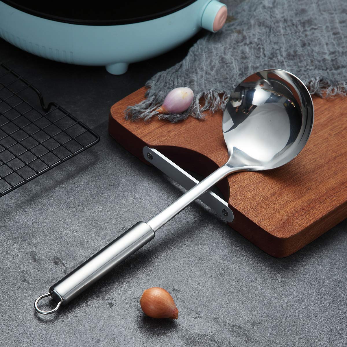 Berglander Stainless Steel Ladle, Soup Ladle, Cooking Ladle, Kitchen Ladle, Metal Soup Spoon For Cooking Non-Stick And Heat Resi