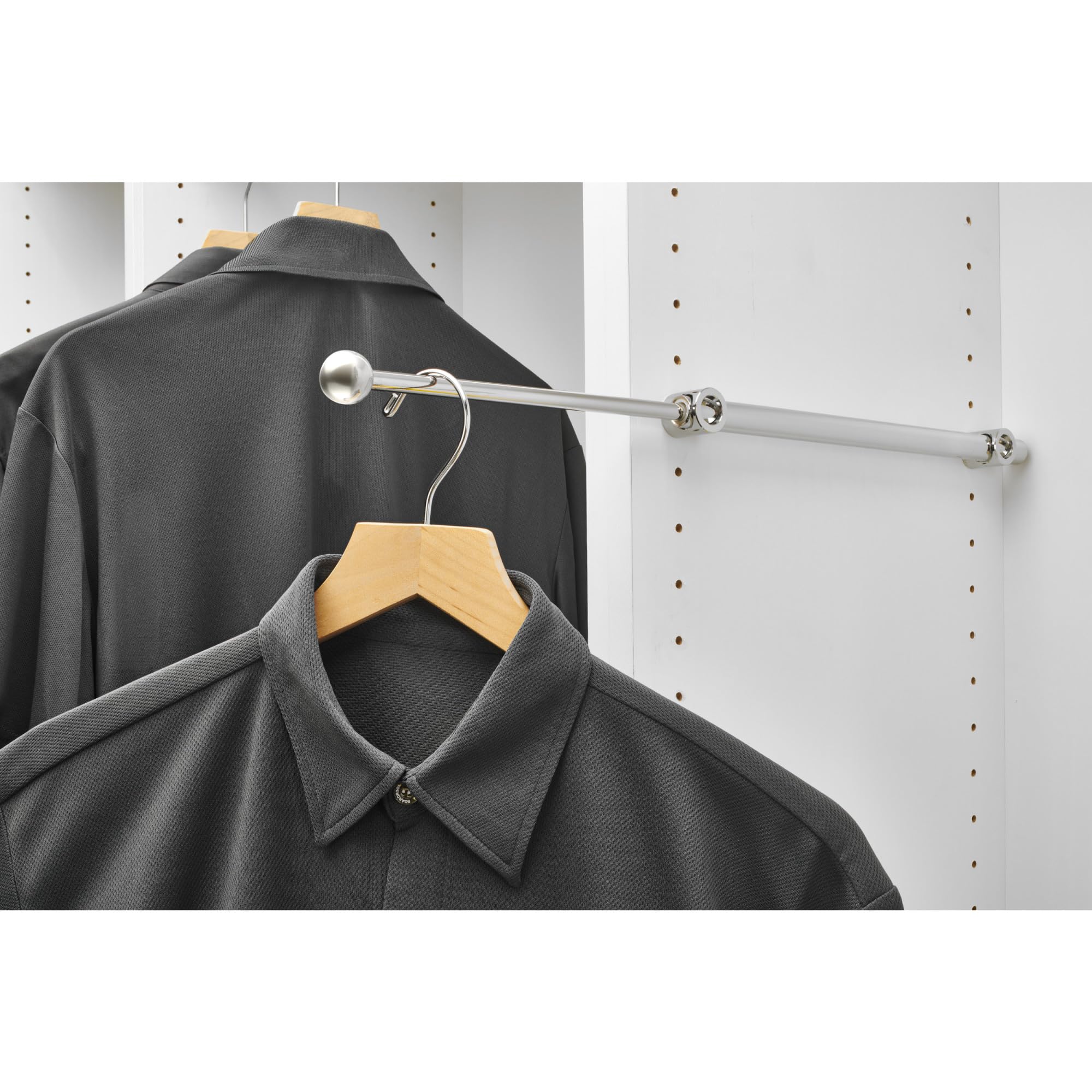Rev-A-Shelf 14'' Pull Out Valet Rod for Closet Organization  Extendable Sliding Clothes Storage Hanging Rack with Mounting Hardware  Chrome  CVR-14-CR