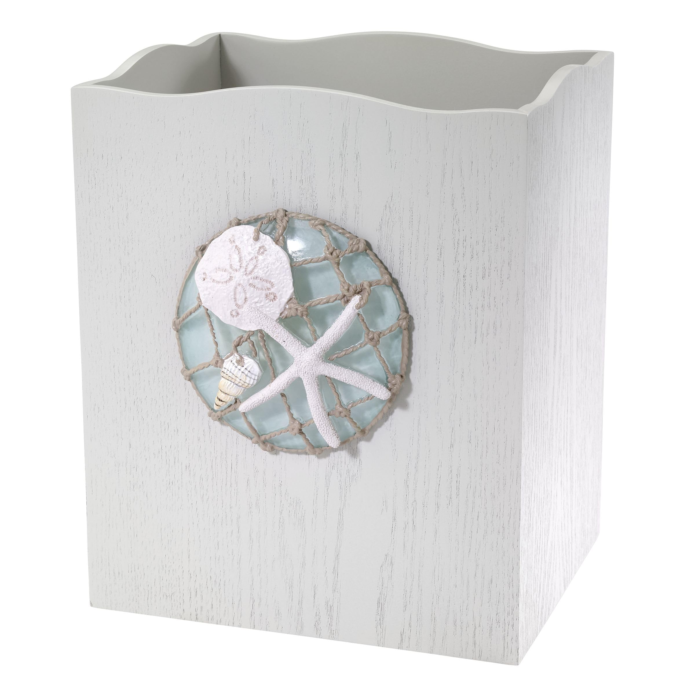 Avanti Linens - Waste Basket, Decorative Trash Can, Beach Inspired Bathroom Accessories (Seaglass Collection)