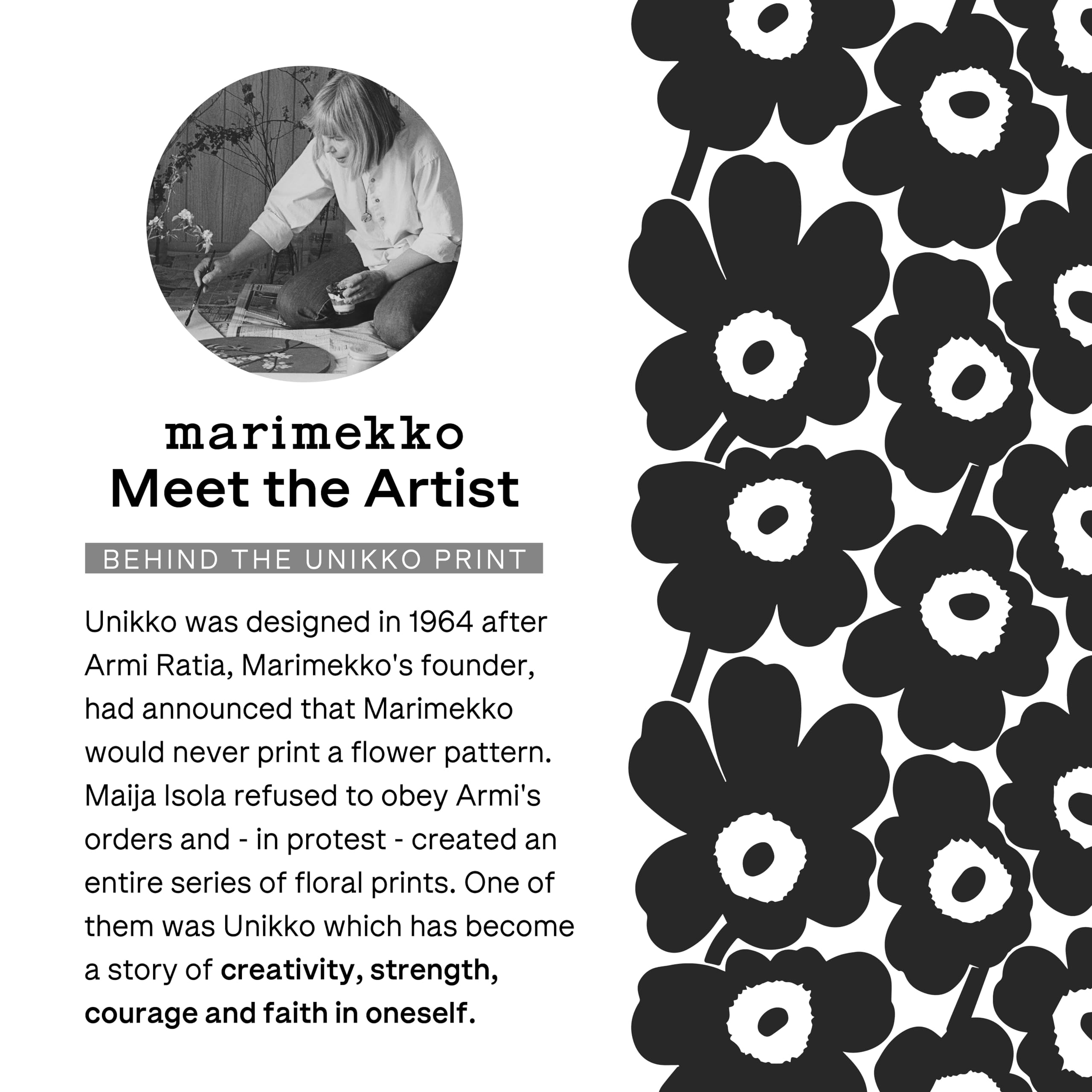 Marimekko Unikko Terry Cotton Guest Towel (Blue) - Floral Patterned Guest Towels - 20 In X 12 In