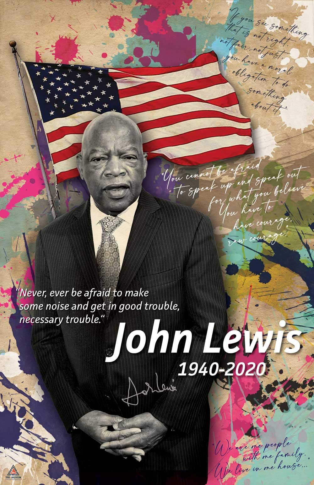 777 Tri-Seven Entertainment John Lewis Poster Good Trouble Quote Black History Wall Art Print (11X17), Multicolor