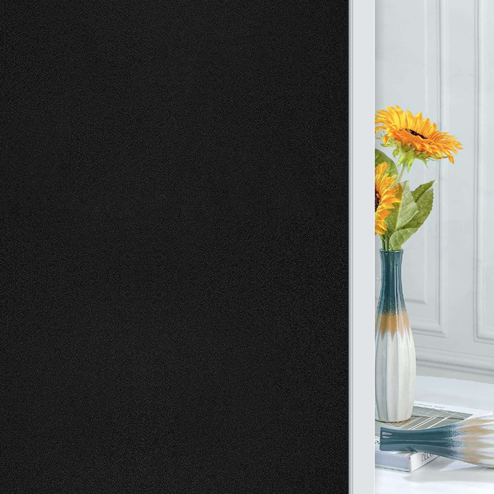 Total Blackout Window Privacy Film Day And Night 100% Light Blocking Static Cling Room Darkening Window Tint Black Door Stickers