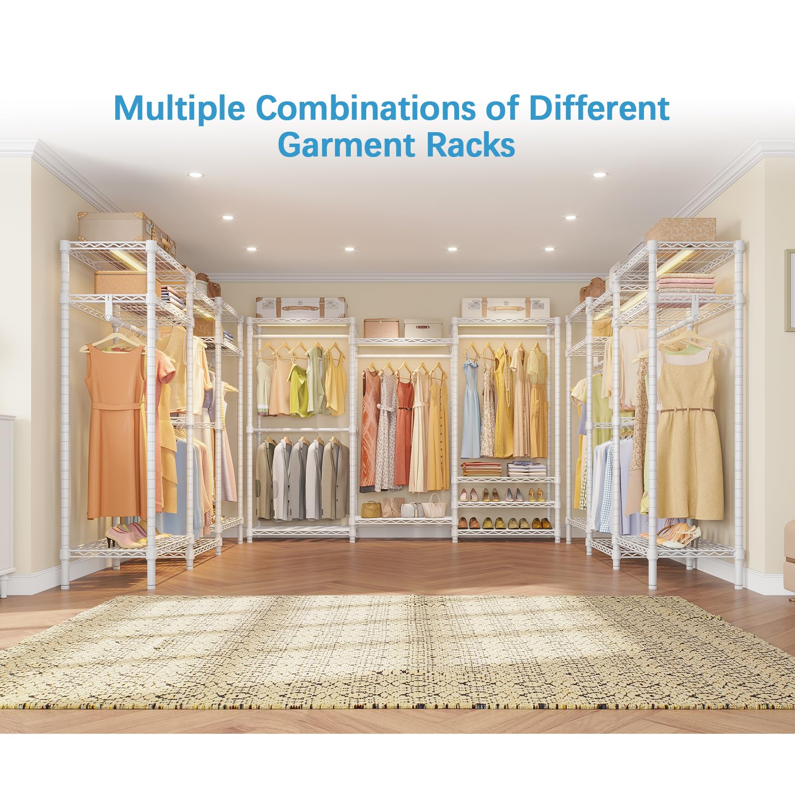 Vipek V5L Garment Rack Heavy Duty Clothes Rack With Dimmable Led Lights, 3000K Warm White, Portable Closet Wardrobe Freestanding