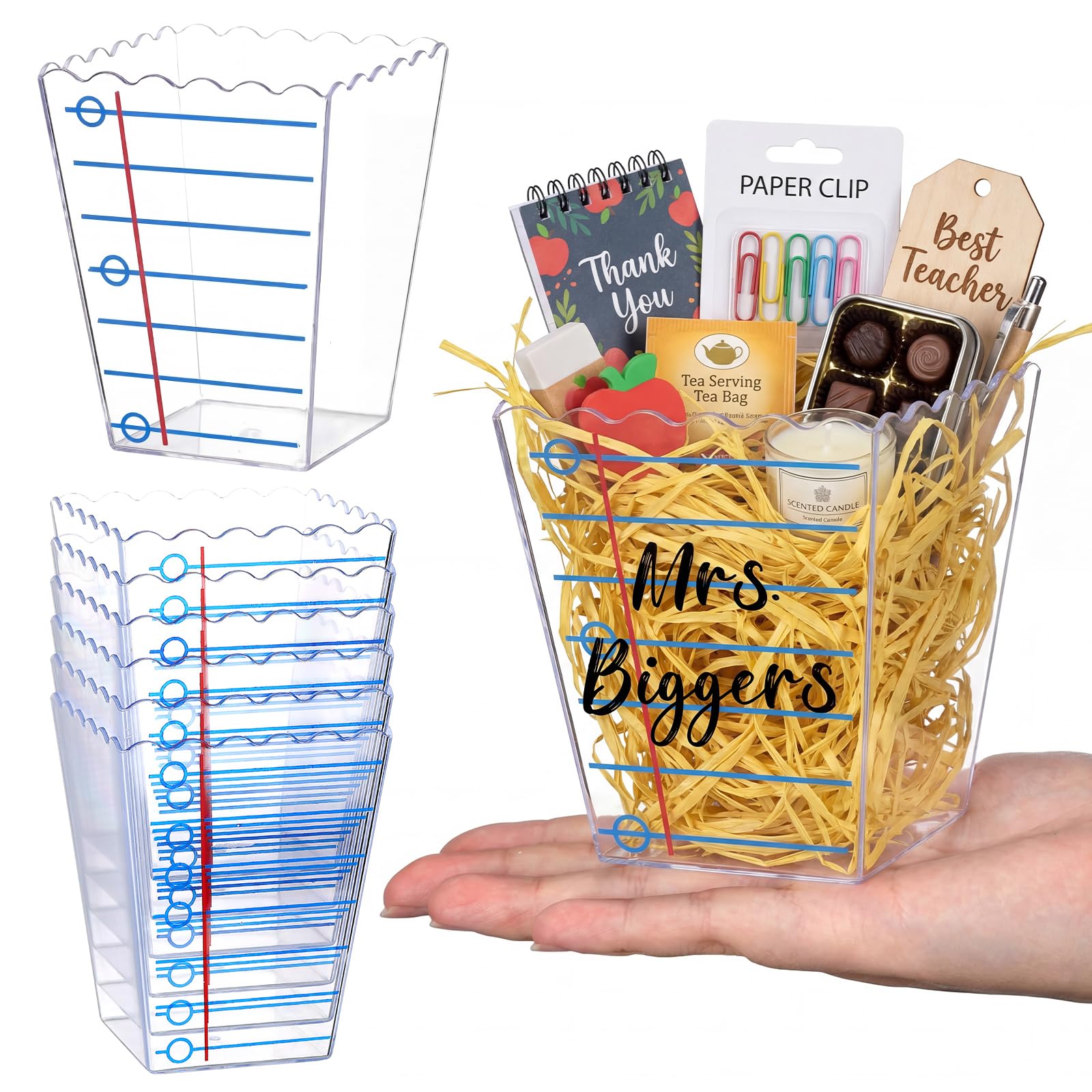 Mimorou 6 Pcs Teacher Gift Box End of The Year Graduation Party Container Thank You Pencil Notebook Composition Book Crayon Popc