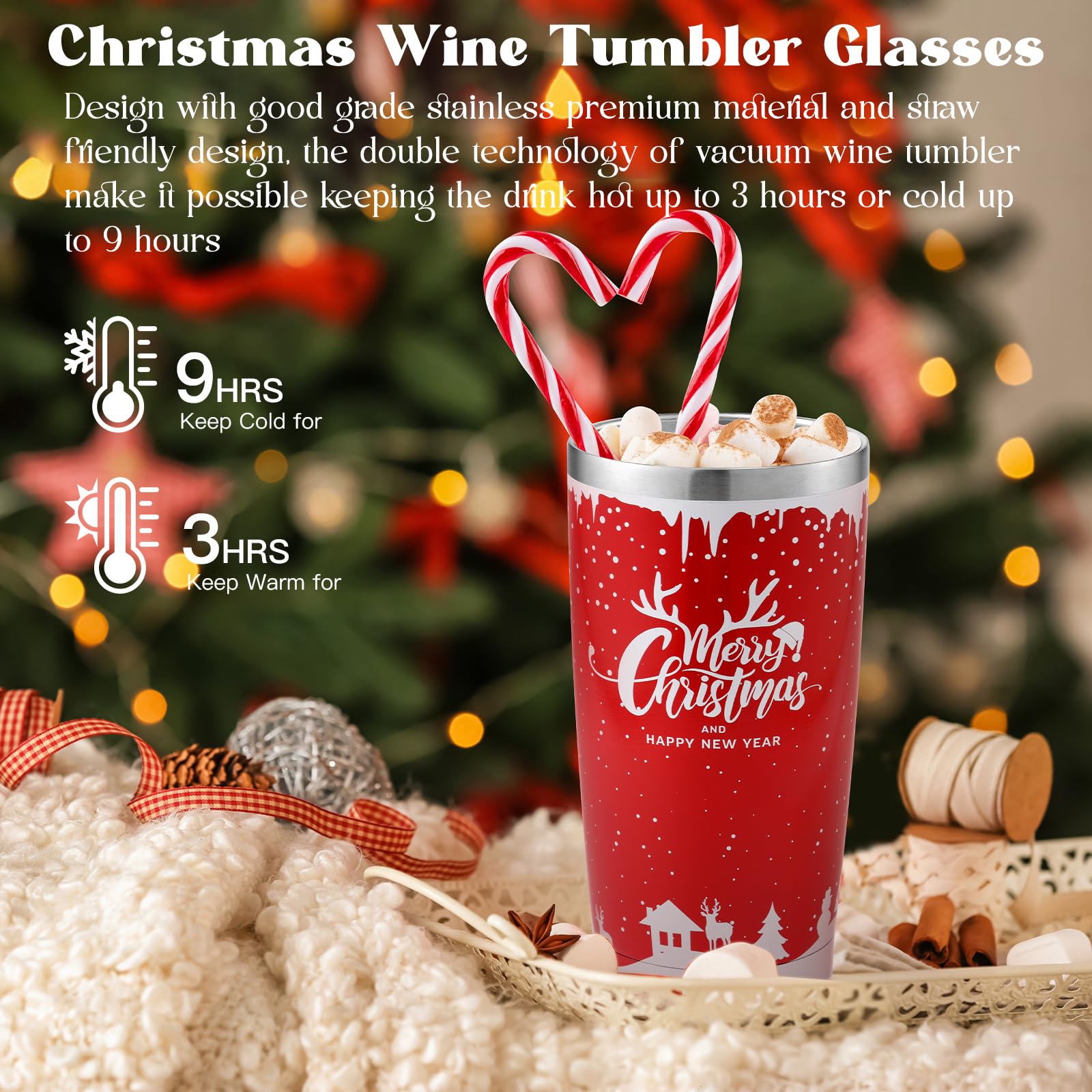 Christmas Tumbler Gift Basket For Mom, Wife, Girlfriend, Sister, Coworkers, Teacher, Nurse - Unique Holiday Gift Box For Women W