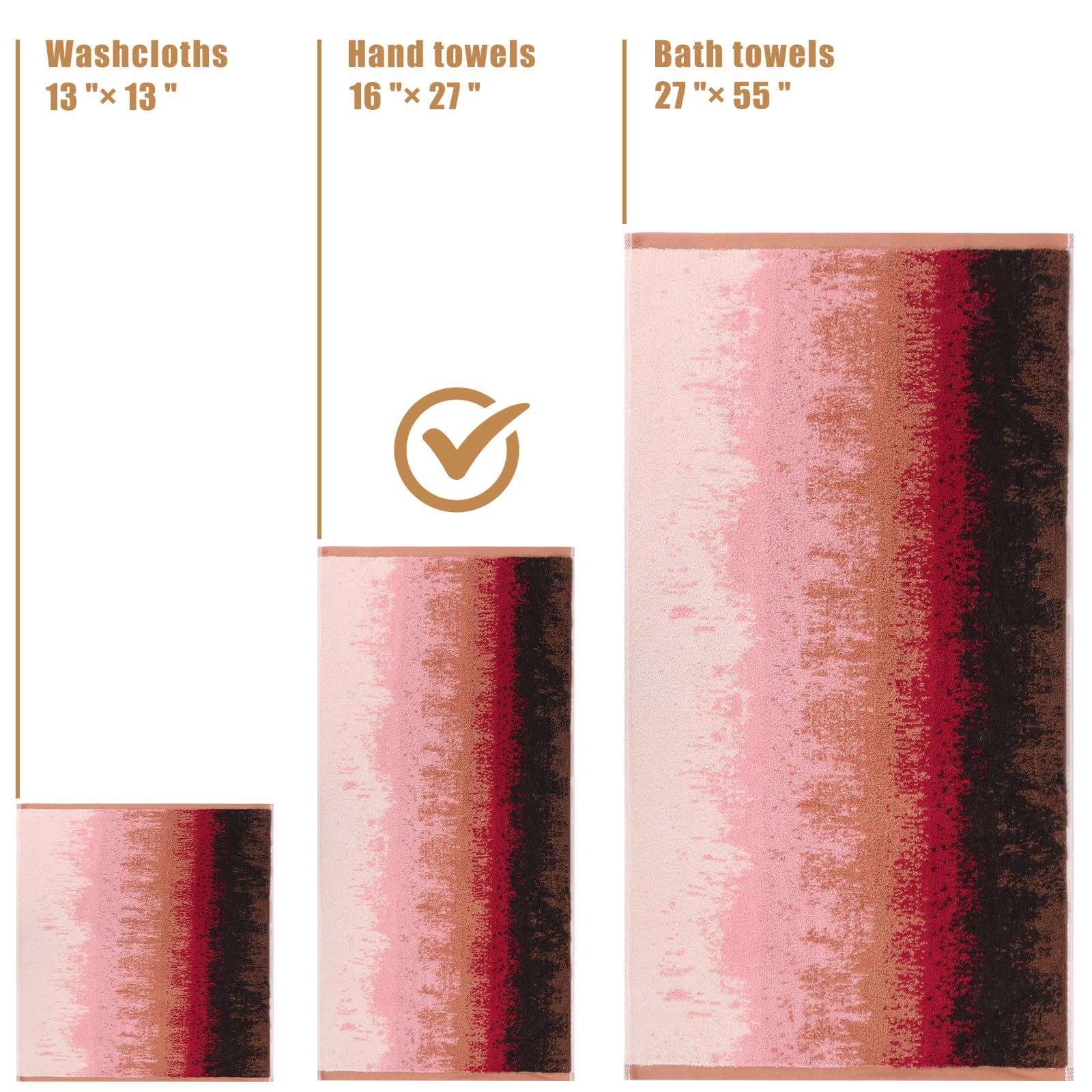 Semaxe Hand Towels For Bathroom, 100% Cotton Towels With Hanging Loops And Smart Tags, Hotel Spa Quality Absorbent Towels, Brown