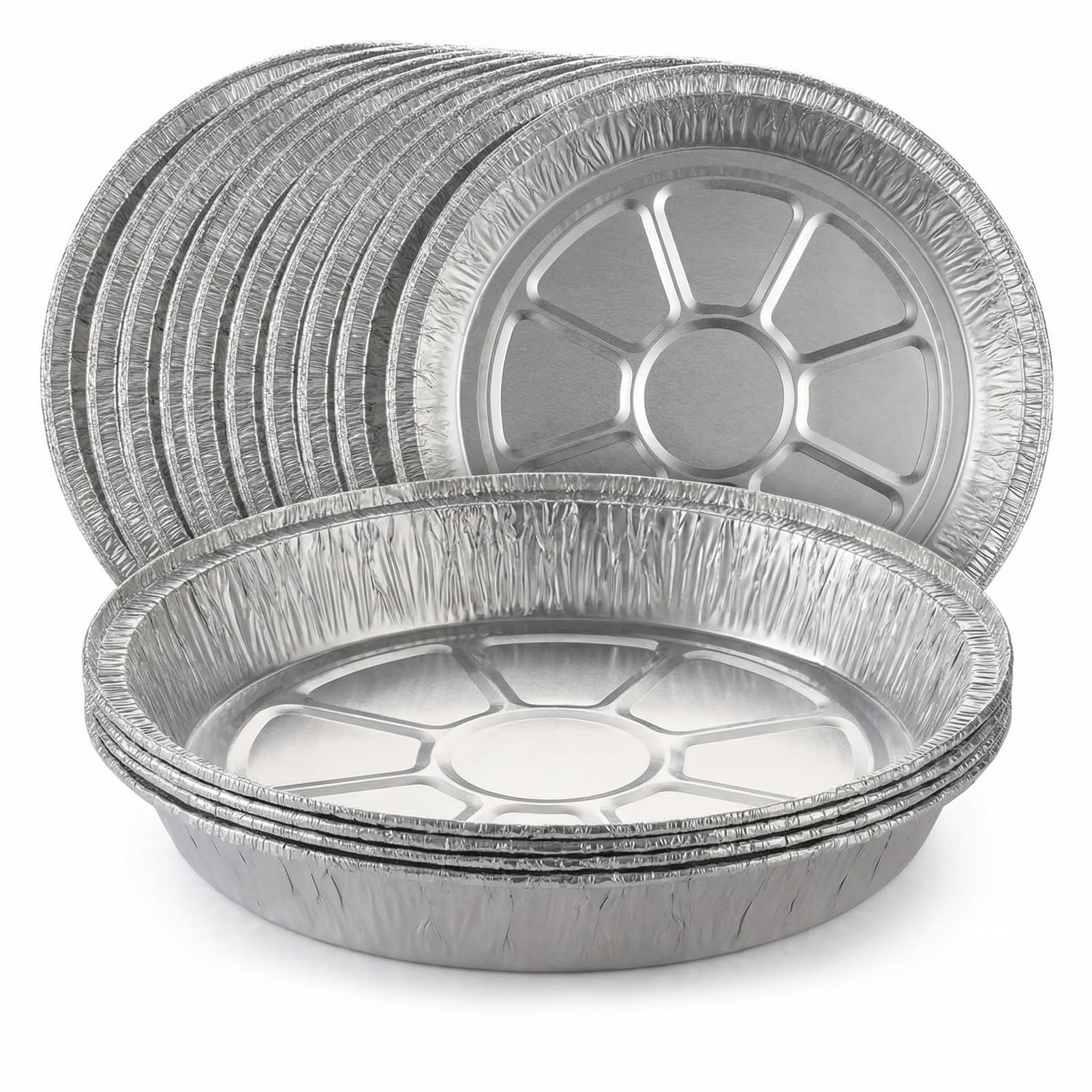 VEAGINS 30 Pack Round Aluminium Foil Baking Trays (23 x 3cm)  Tin Foil Trays Disposable Roasting Tray for Baking, Broiling, Coo