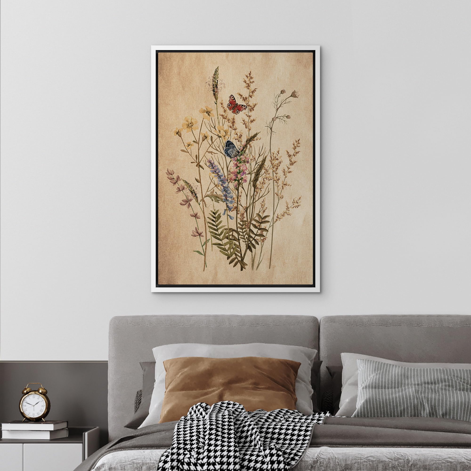 Wall26 Framed Canvas Print Wall Art Vintage Garden Wildflower Still Life Nature Wilderness Illustrations Modern Art Botanical Fl