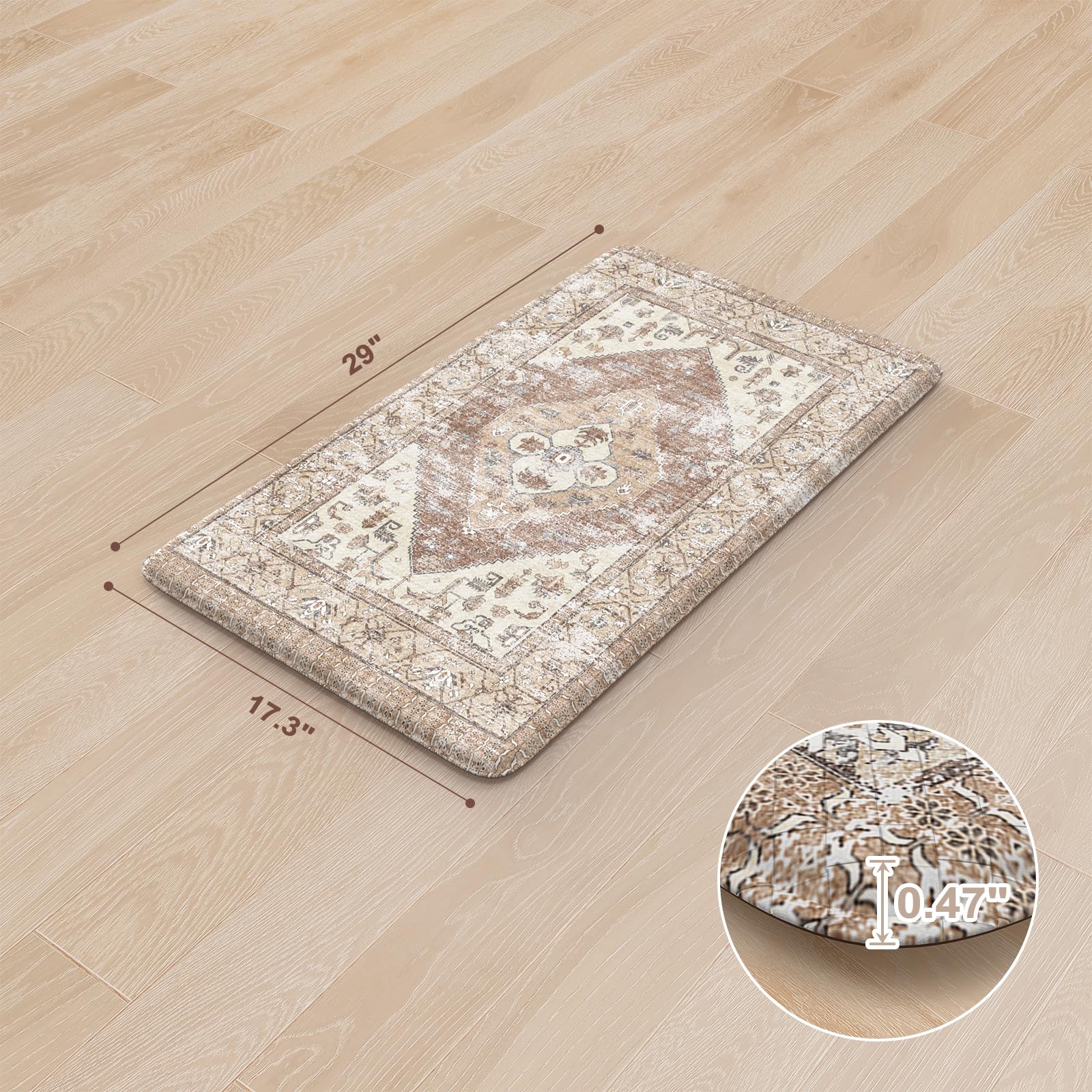 Sungea Farmhouse Anti Fatigue Mats For Kitchen Floor, Distressed Kitchen Rugs Non Slip Cushioned Kitchen Floor Mats, Ergonomic W