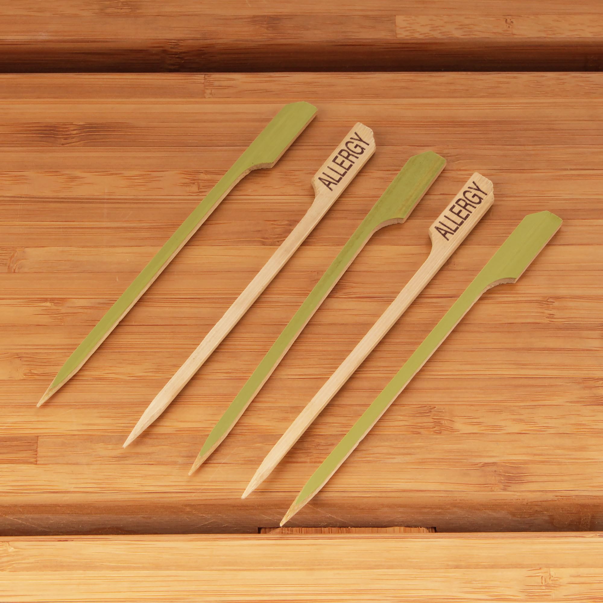 BambooMN 4.7'' Food Allergy Marking Natural Bamboo Paddle Picks Sticks for Catered Events  Holiday's  Restaurants or Buffets Party Supplies  300 Pieces