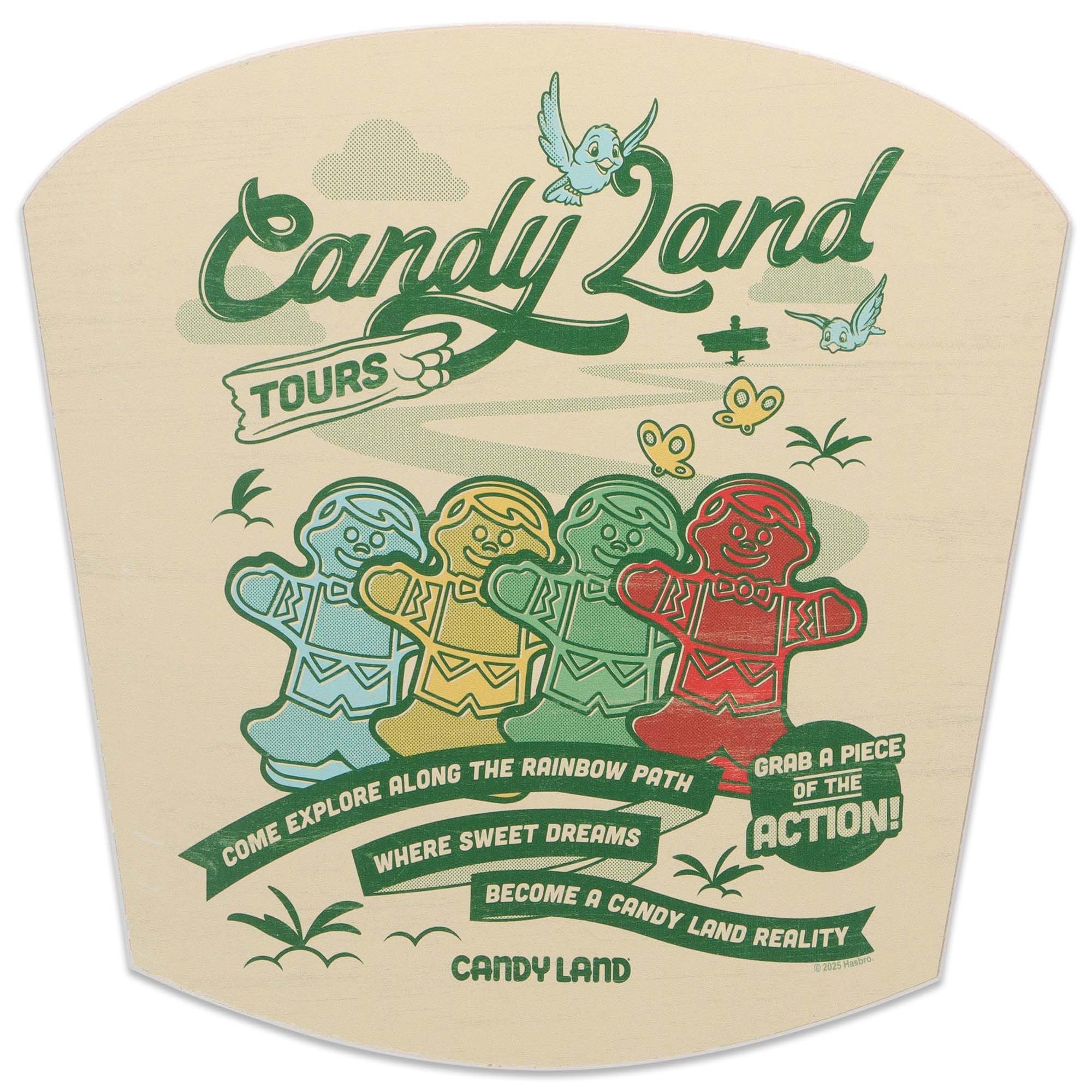 Hasbro Candy Land Tours Wood Wall Decor - Retro Candy Land Sign for Playroom or Game Room
