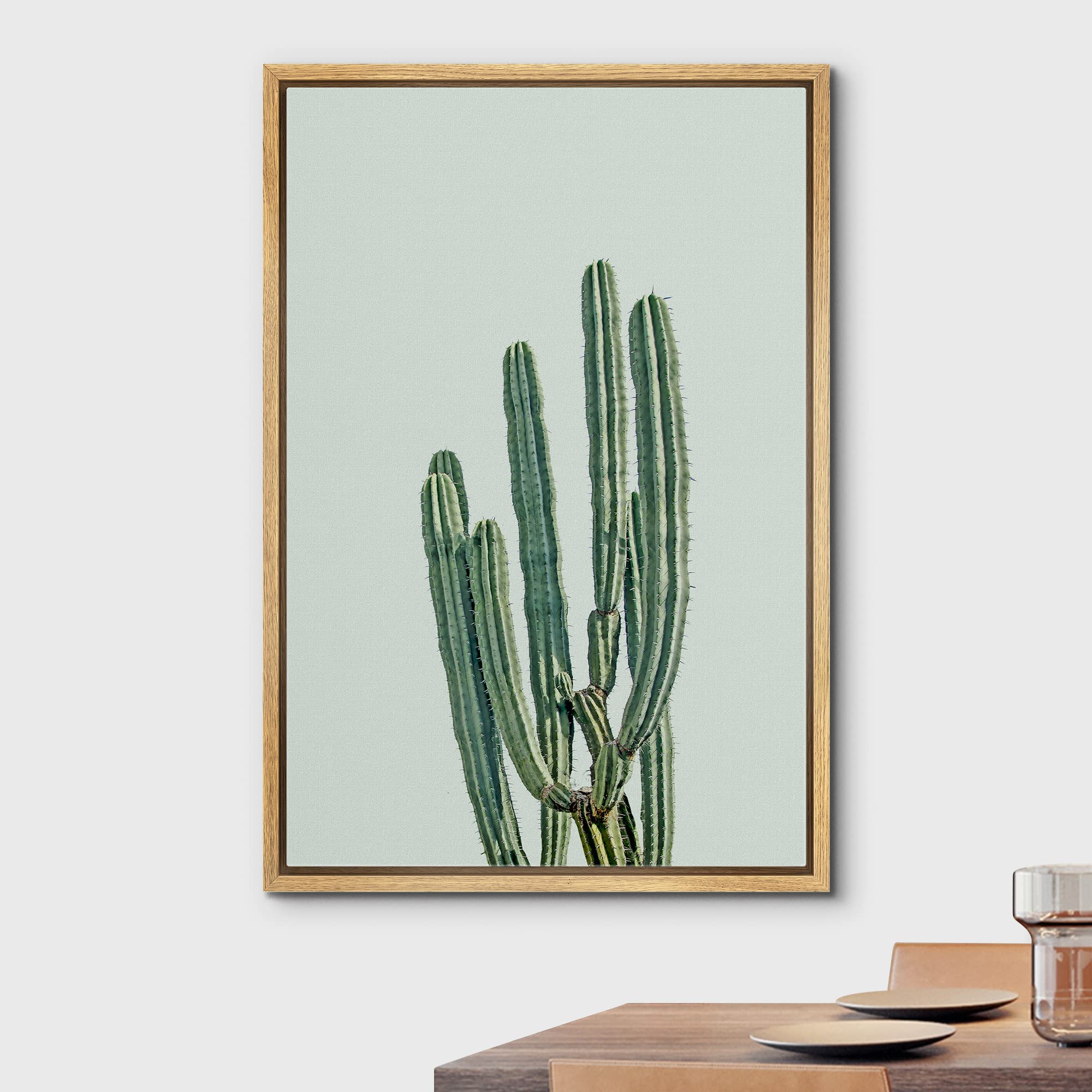 Wall26 Framed Canvas Print Wall Art Southwestern Green Desert Cactus Floral Plants Photography Realism Rustic Closeup Colorful M