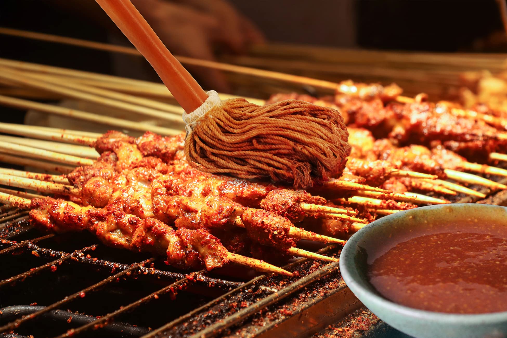 16'' Bbq Sauce Basting Mops & Brushes For Roasting Or Grilling, Apply Barbeque, Marinade Or Glazing, Cotton Fiber Head And Hardw