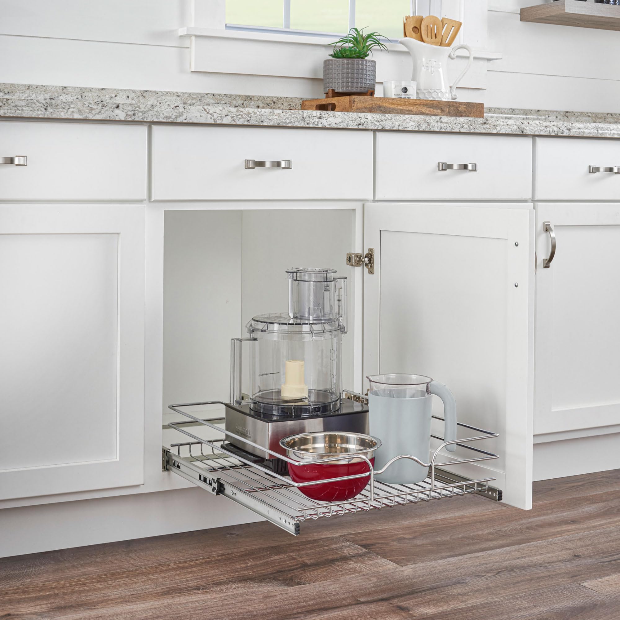 Rev-A-Shelf Kitchen Cabinet Pullout Shelf And Drawer Organizer Slide Out Pantry Storage Basket In Multiple Sizes, 21 X 22 In, 5W