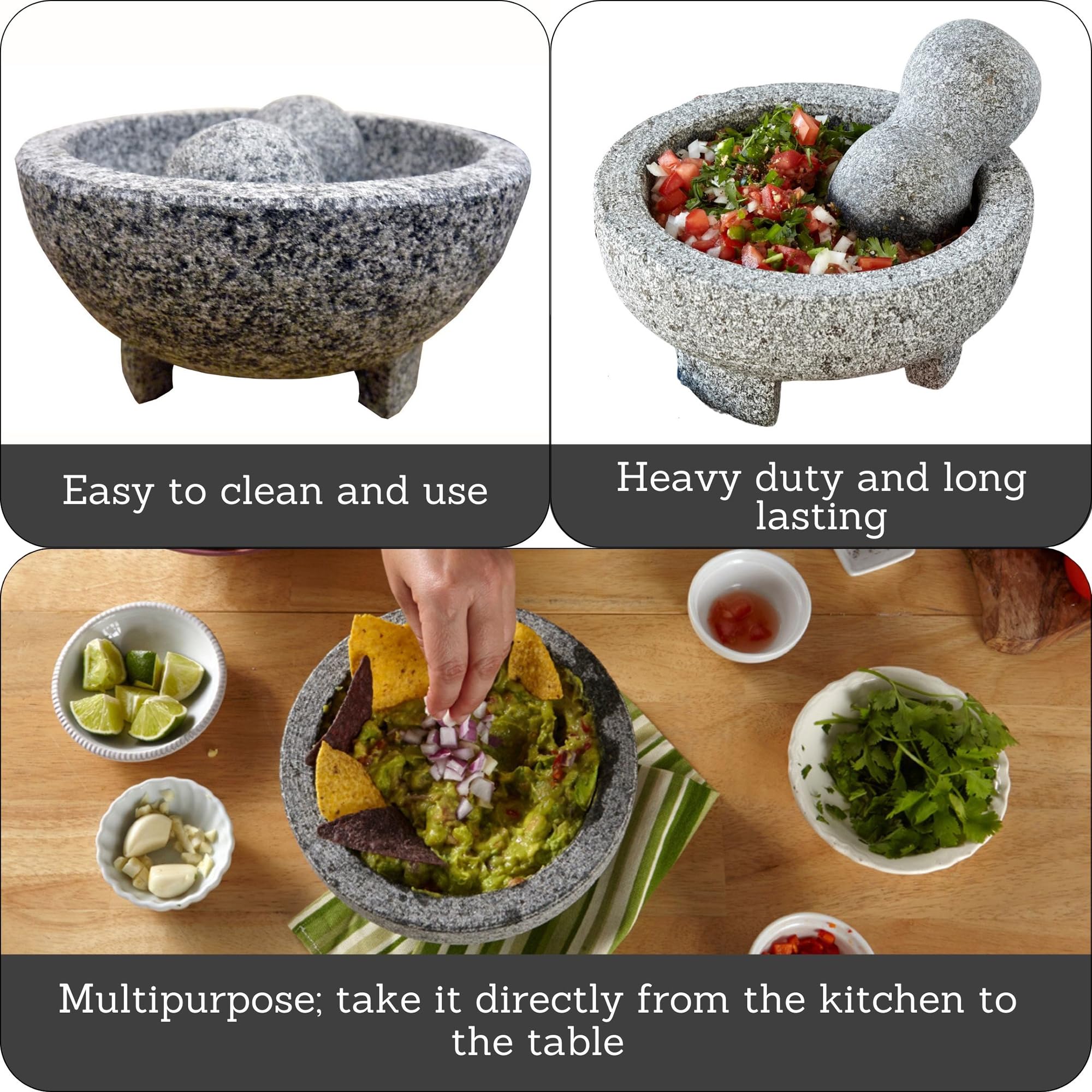 Imusa Usa Granite Molcajete Spice Grinder 6-Inch, Gray
