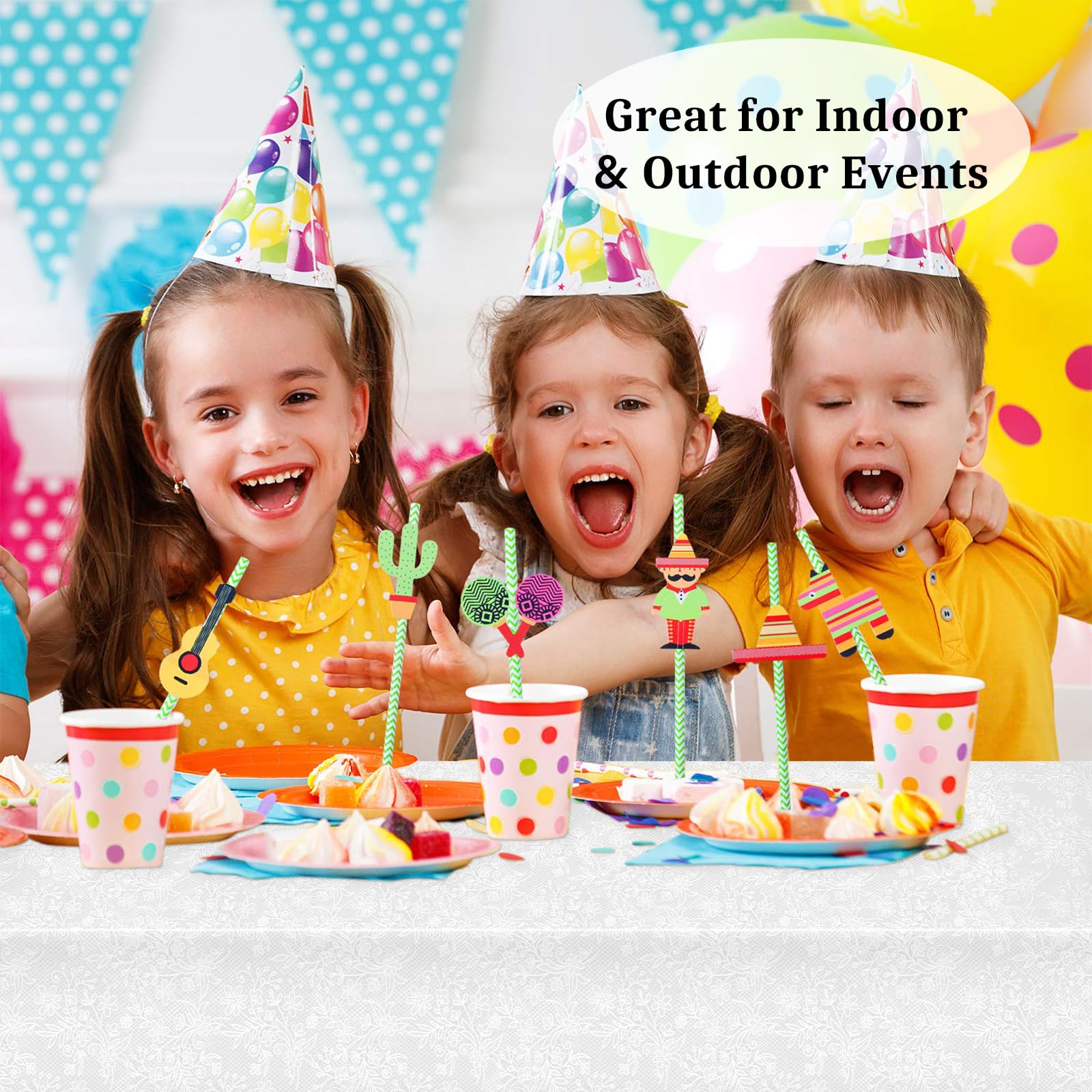 Mulbozy 2 Pcs Plastic Lace Tablecloth, Spill-Proof White Lace Tablecloth, 54 X 108 Inches Lace Tablecloth Rectangular For Weddin