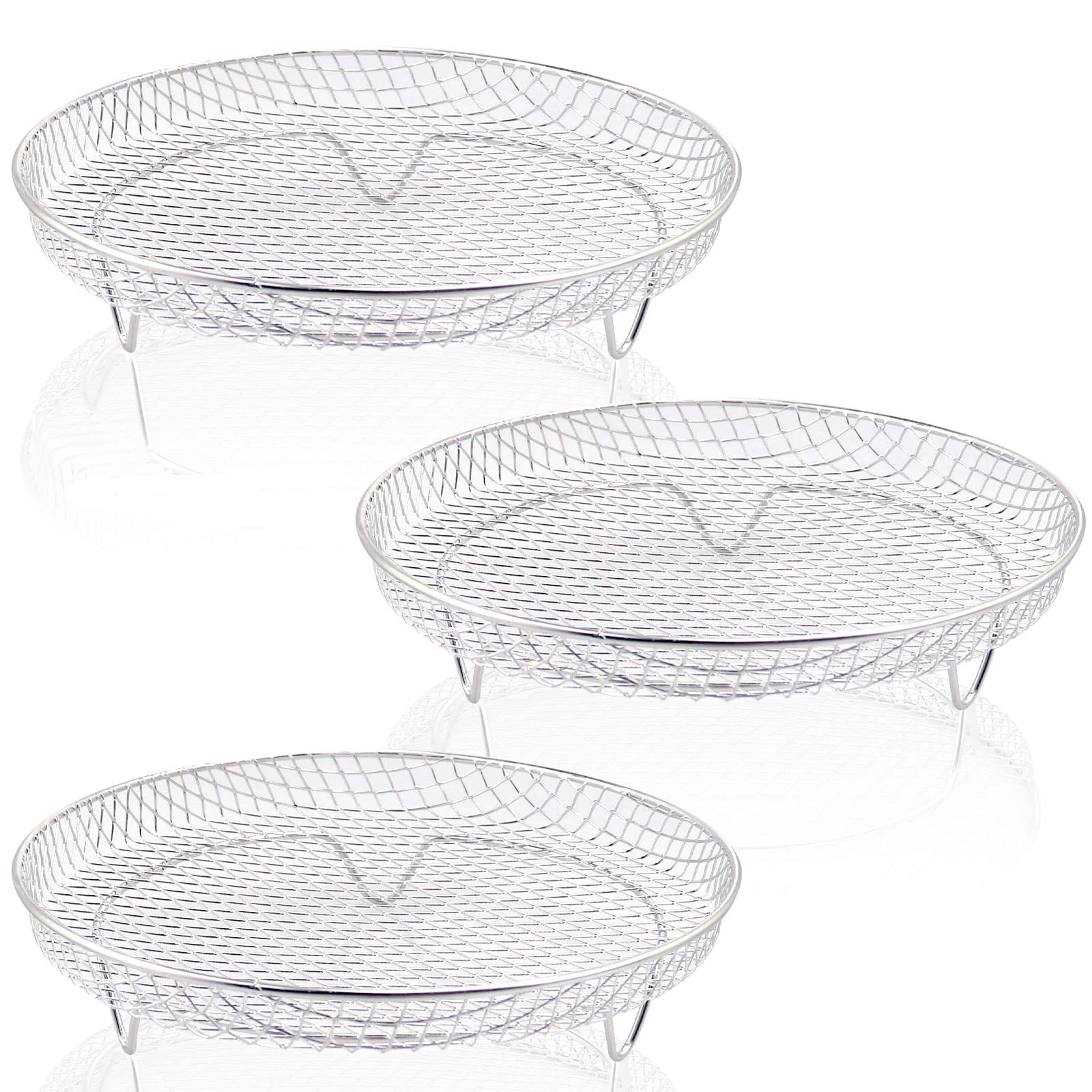 Pmiio 8 Inch Air Fryer Racks, Air Fryer Universal Accessories, Baking Rack,Round Stackable Grill, Food-Grade Stainless Steel Kit