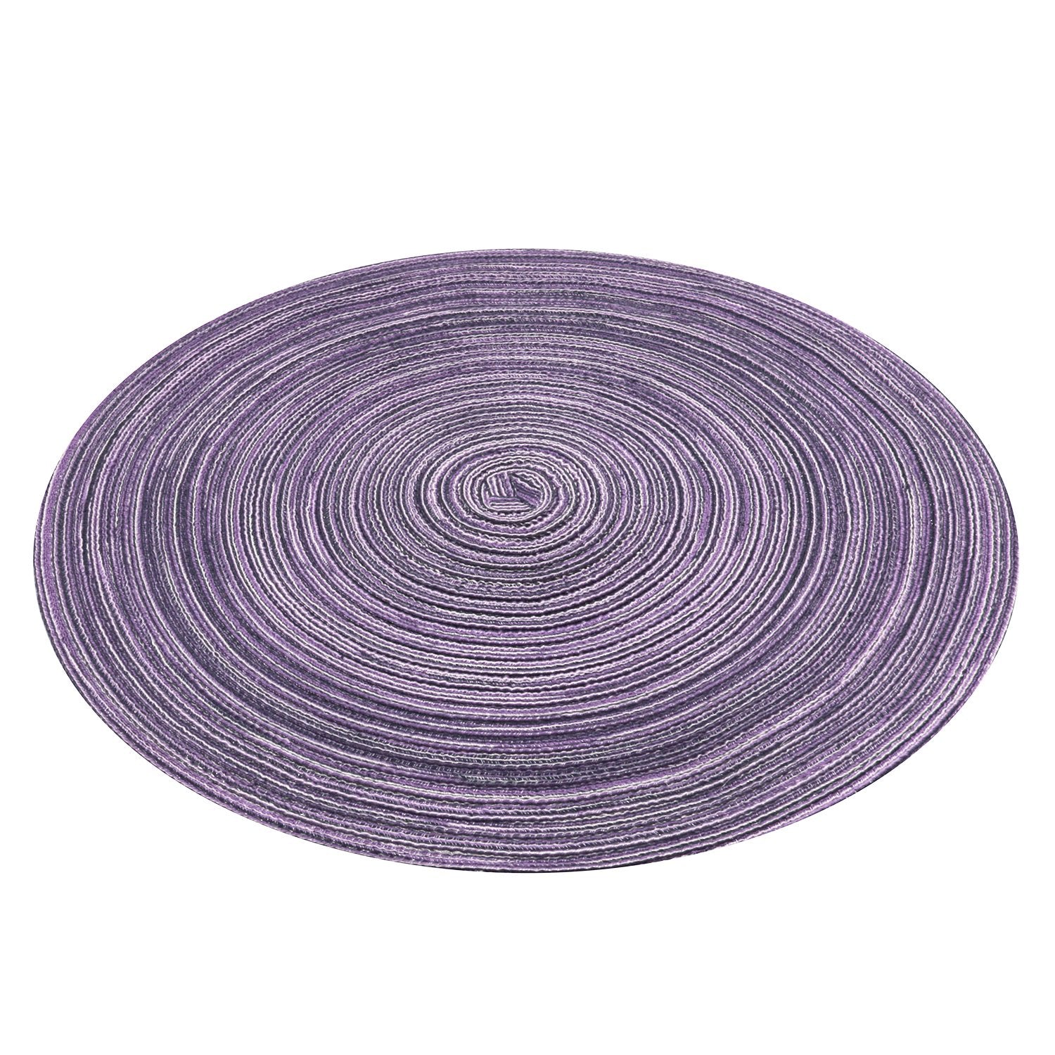 SHACOS Round Braided Placemats Set of 6 Round Placemats Cotton Blend Fabric Table Mats for Wedding Party (Light Purple, 6)