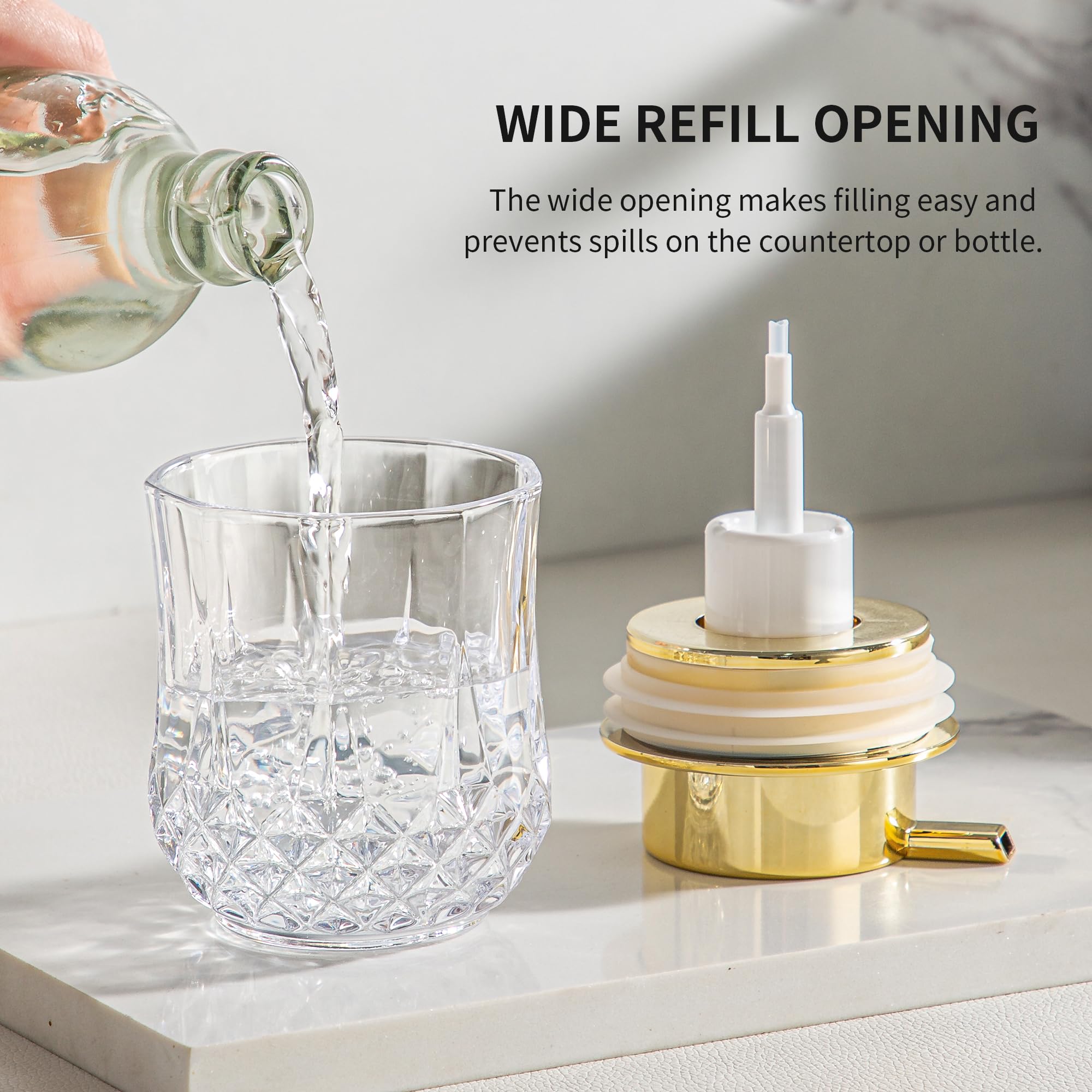 Glass Foam Soap Dispenser Set - 2 Pack Bathroom Hand Soap Dispensers,Refillable Dish Soap Dispenser For Gold Pump,Modern Home So