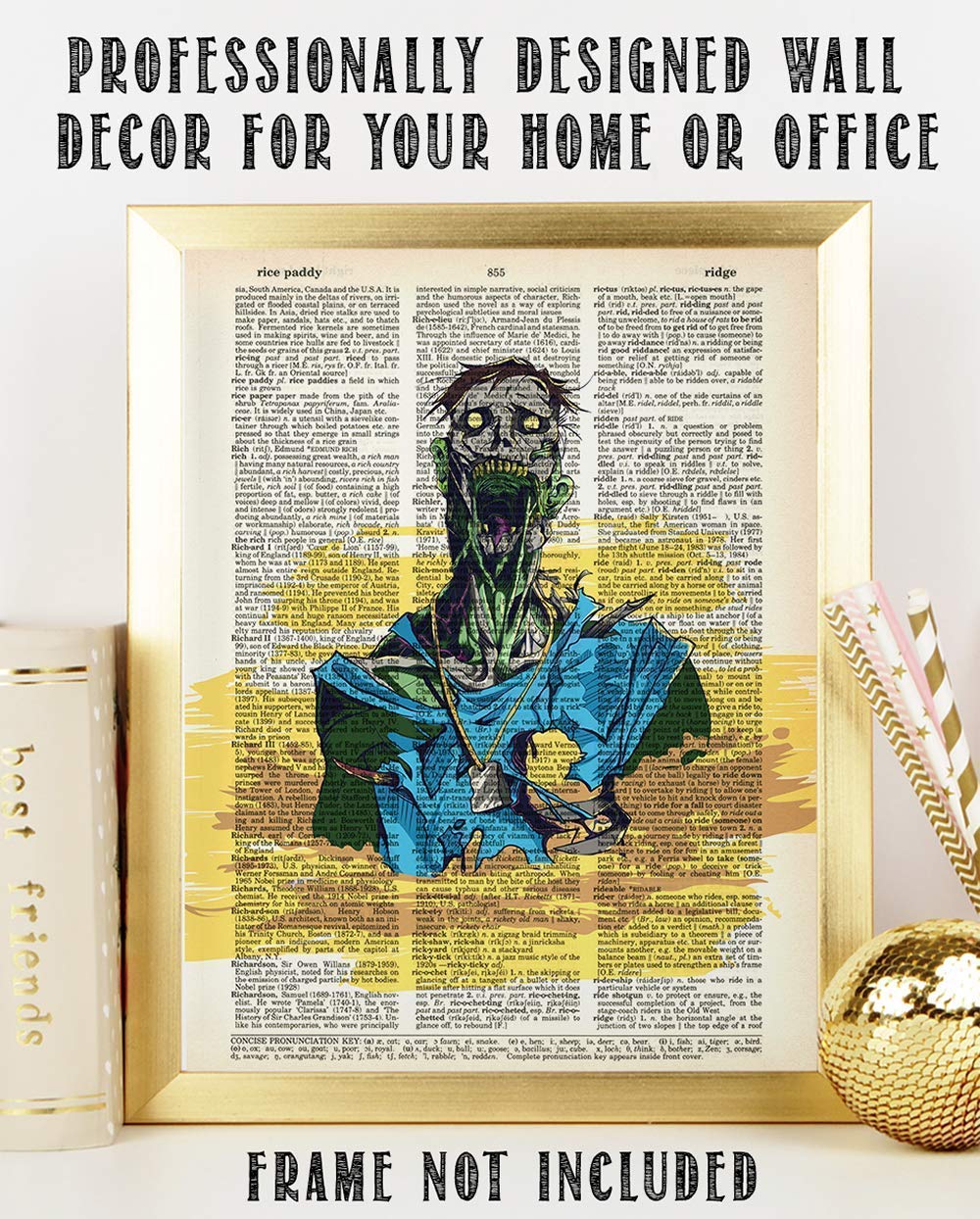 Upcycled Dictionary Art - Zombie Rage - Classic Home And Room Decor, Witch And Halloween Decorations, Zombie Horror House Displa