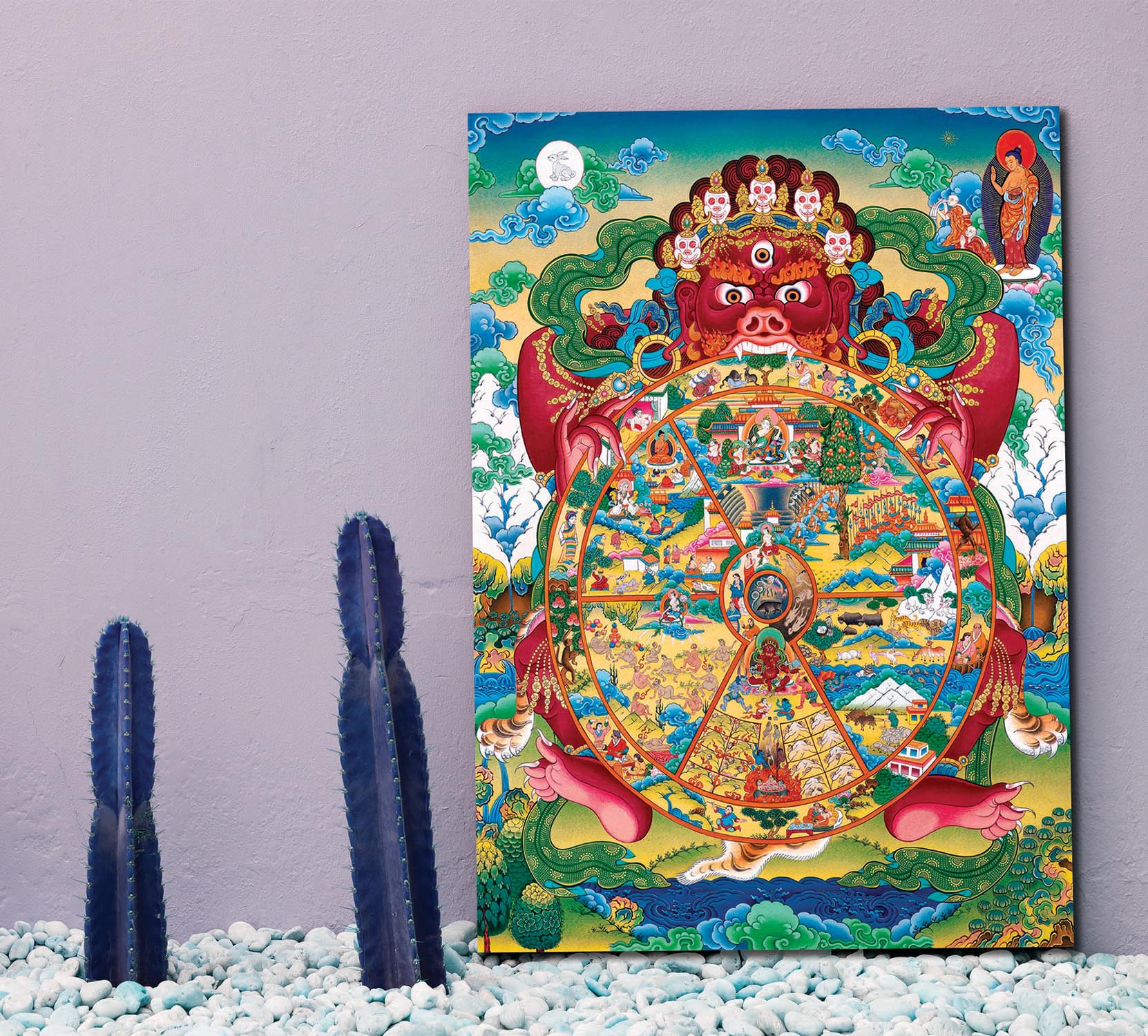 Namaste Home - The Wheel of Samsara Buddha - Indian God - Canvas Painting For Home And Office|| For Bedroom,Living Rome,and Offi
