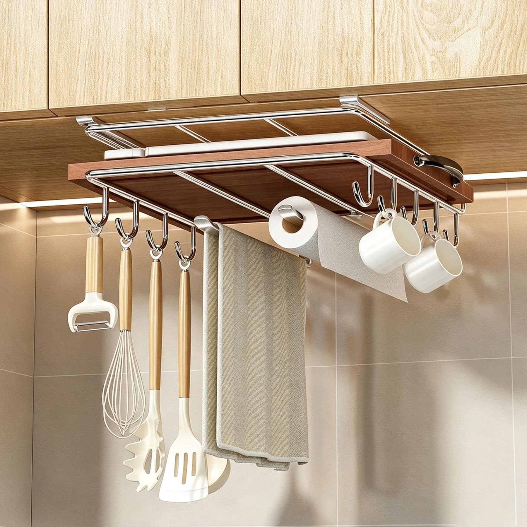grnpeak Mug Holder,Under Cabinet Cutting Board holder,Cutting Board Holder