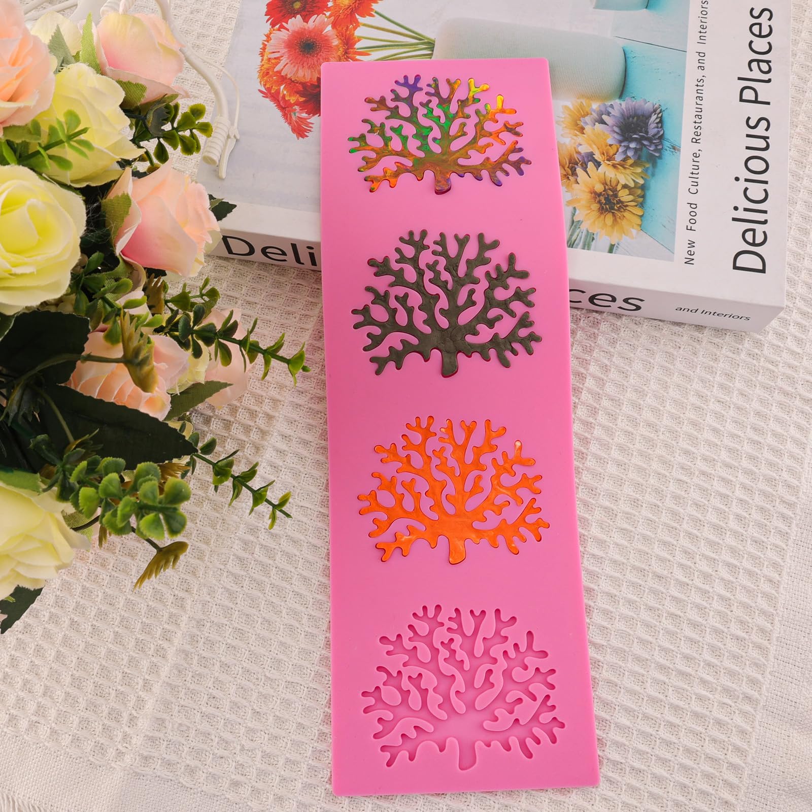 Hollow Silicone Mold 3D Coral Silicone Candy Mold Coral Shaped Lace Mat For Cake Decorating Chocolate Fondant Tuille Paste Polym