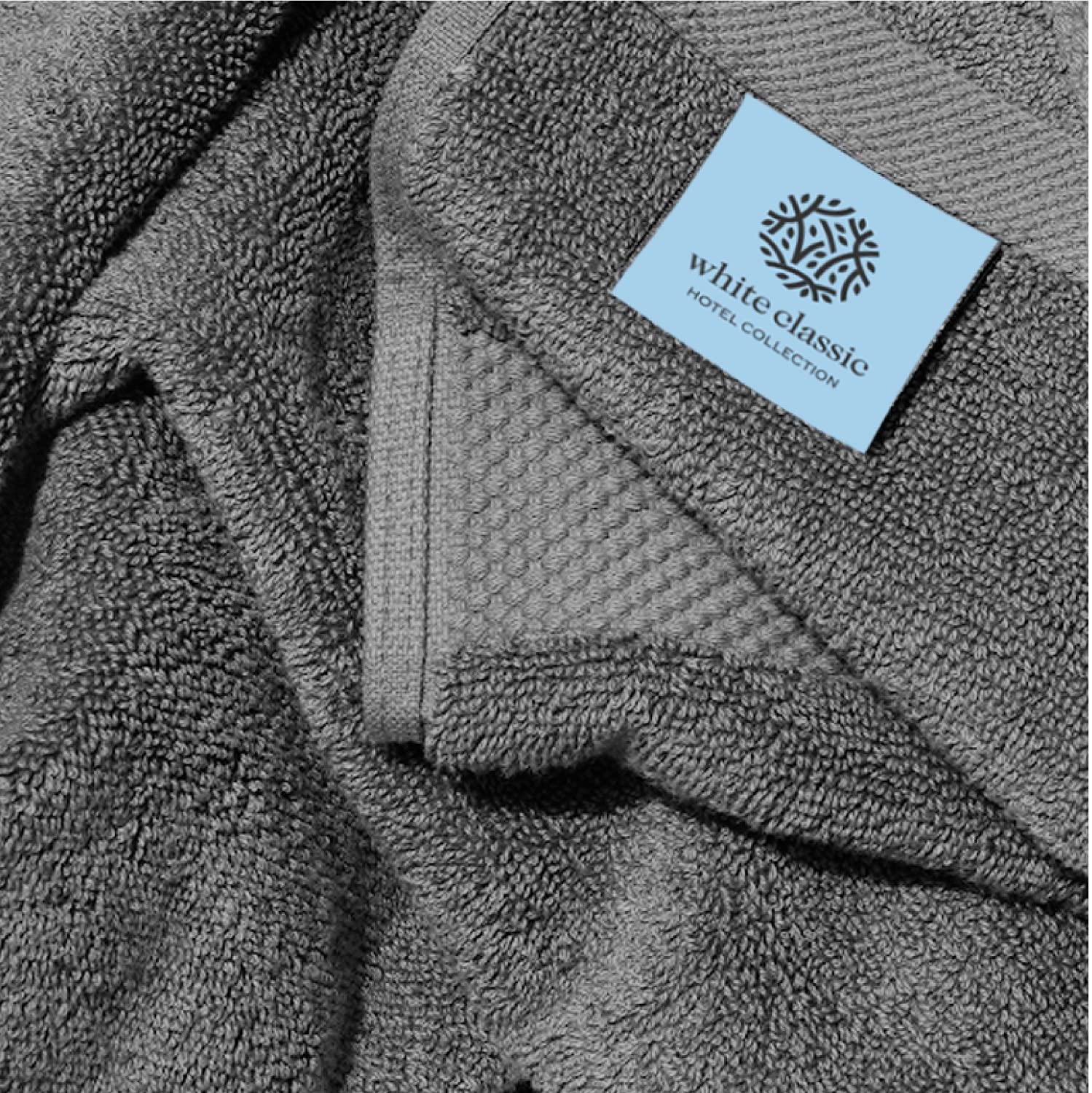White Classic Luxury Bath Towels Extra Large - Cotton Hotel spa Bathroom Towel 30x56  4 Pack  Dark Gray