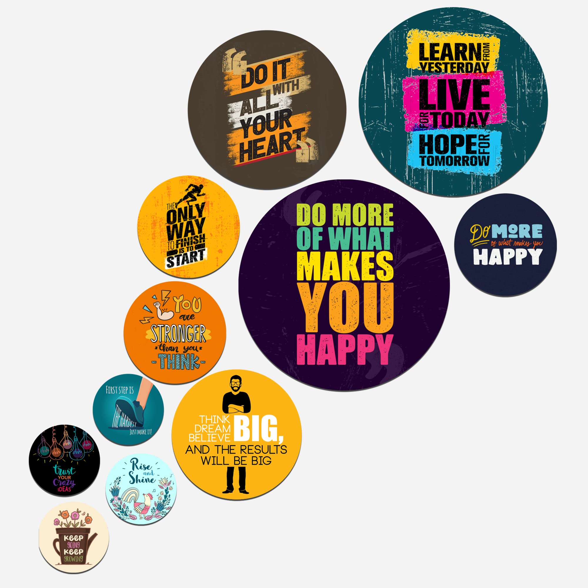 Artvibes Do It With All Your Heart Round Shape Mdf Wooden Wall Decor Items | Quotes Decor Item | Wall Illustrations | Office Dec