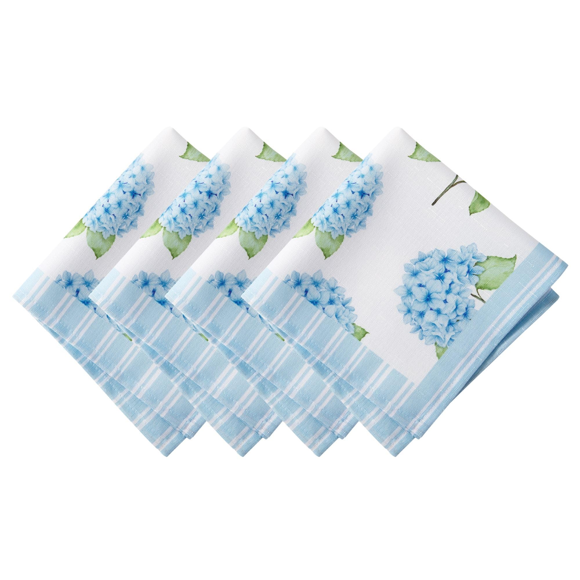 Elrene Home Fashions Nantucket Hydrangea Garden Spring/Summer Cloth Dinner Napkins, Set of 4