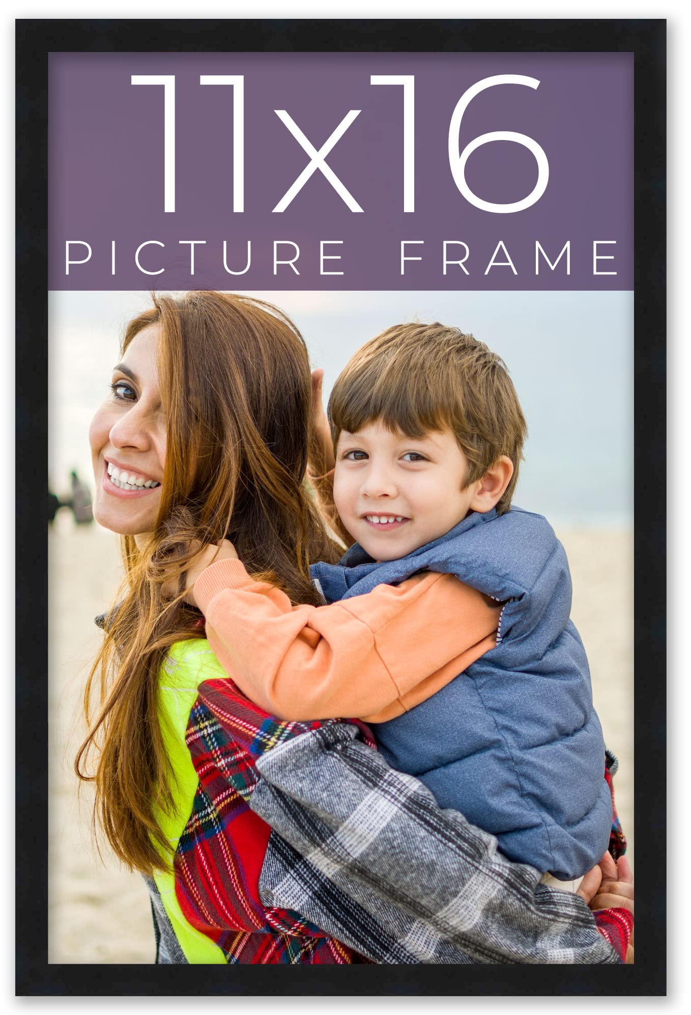 11x16 Frame Black Real Wood Picture Frame Width 0.75 Inches | Interior Frame Depth 0.5 Inches | Black Mid Century Photo Frame Co