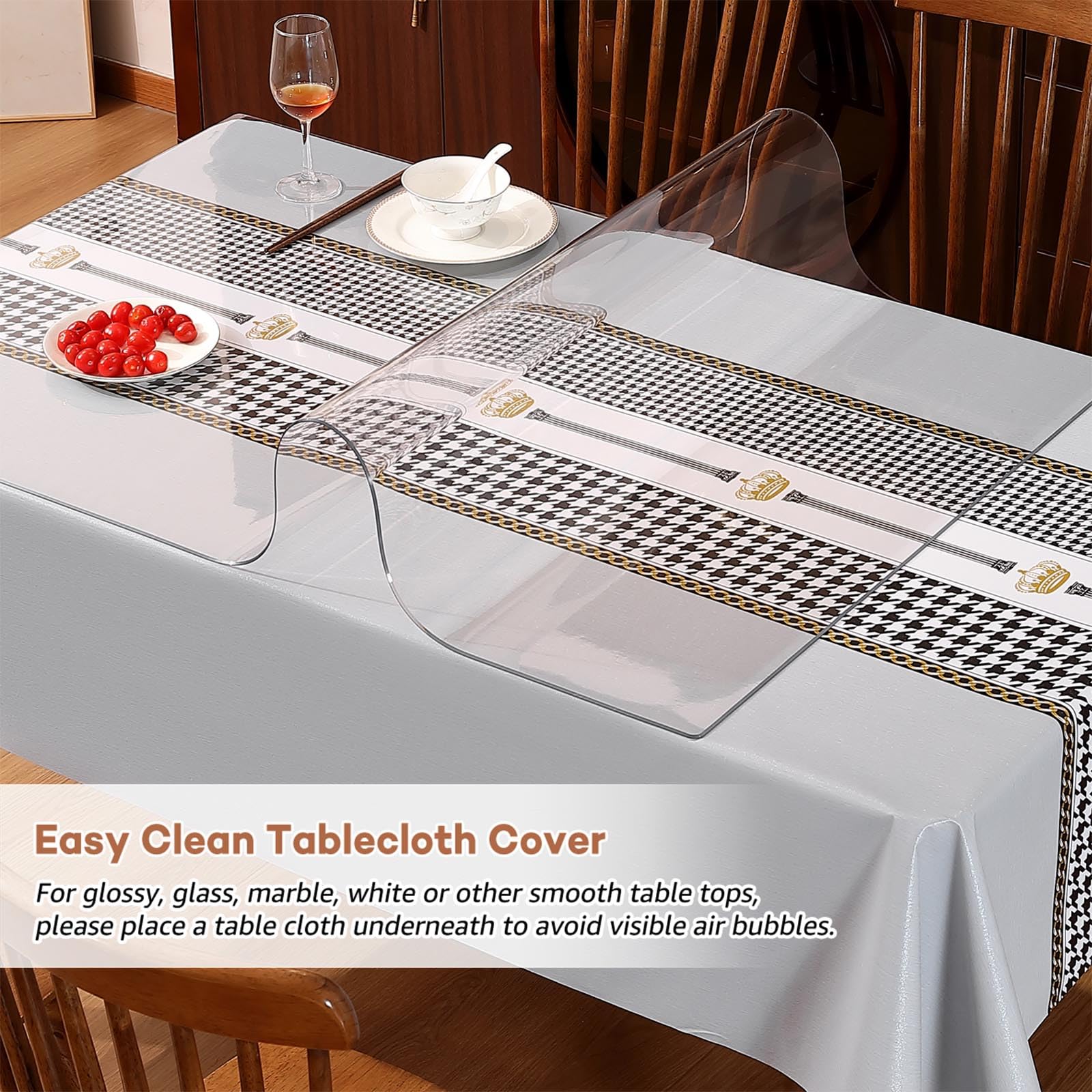 Rostikong 36 X 60 Inch Clear Plastic Table Cover Protector Rectangular Vinyl Roll Kitchen Dining Room Table Cloths Office Desk P