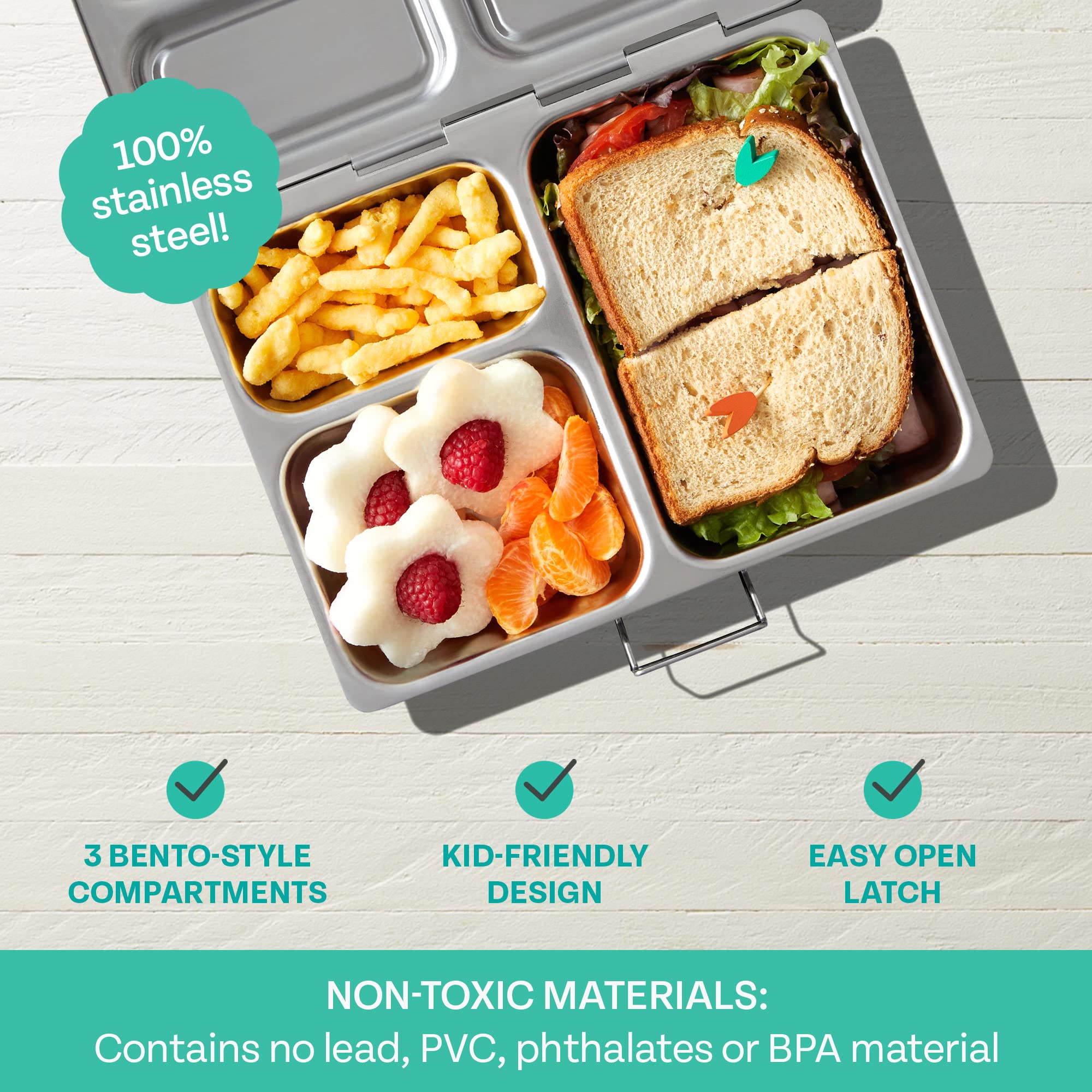 Planetbox Launch Stainless Steel Lunchbox Large Capacity, Eco-Friendly Bento Box For Adults Andteens Perfect For Work, School, A