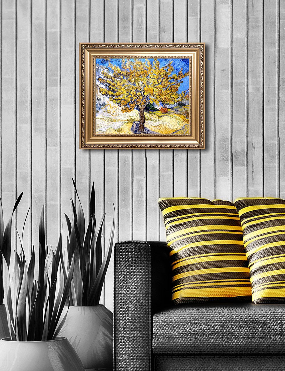 Decorarts - The Mulberry Tree, Vincent Van Gogh Art Reproduction. Giclee Prints Match With Golden Framed For Wall Decor. Picture