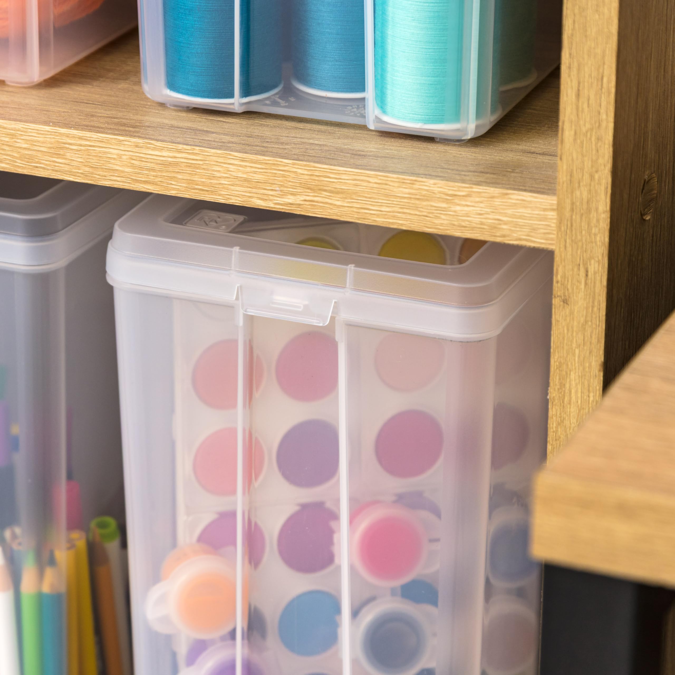 Iris Usa Large Vertical Storage Container For Home & Office Organization, Big Capacity Stackable Plastic Bin For Stationery, Pan