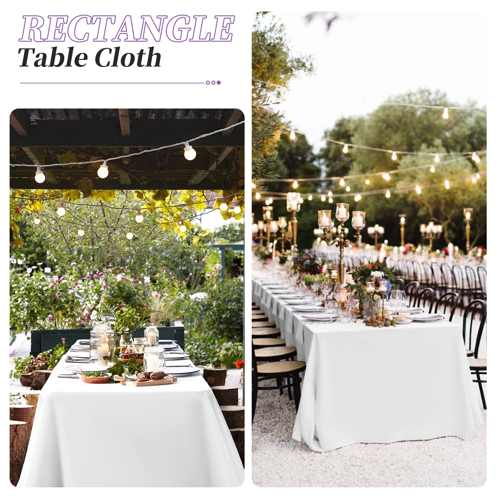 10 Packs White Polyester Tablecloth 60 X 102 Inch Rectangle Table Cloth For 6 Foot Tables Wrinkle Resistant Washable Fabric Tabl