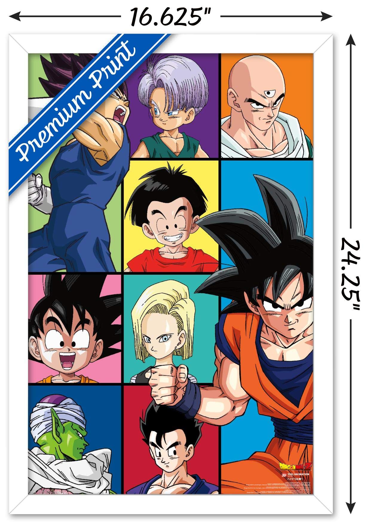 Trends International Dragon Ball Z - Grid Wall Poster, 14.725'' X 22.375'', White Framed Version