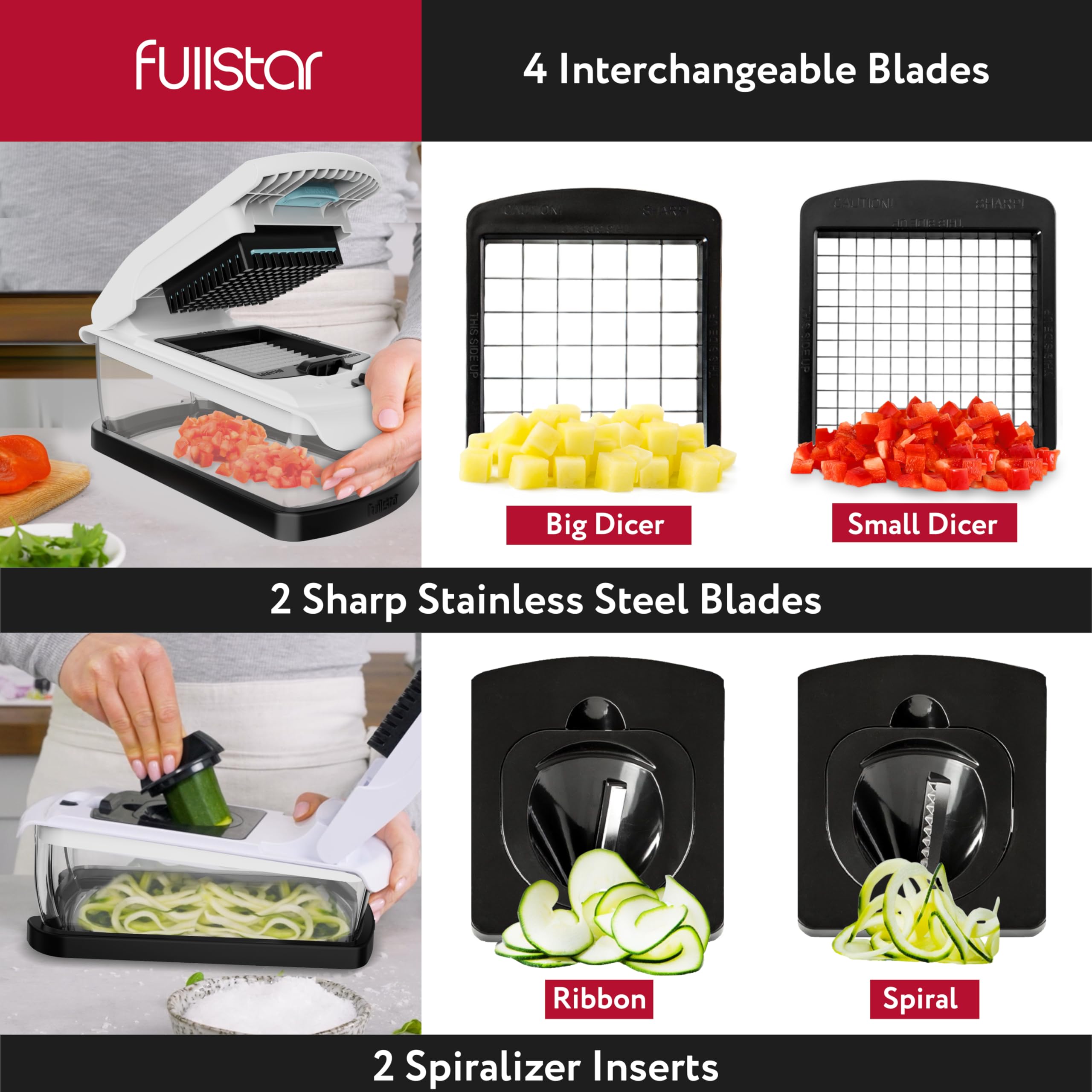 Fullstar 9-In-1 Vegetable Chopper With Extra Large Catch Tray - Xl Veggie Chopper, Chopper Vegetable Cutter - Food Chopper, Kitc