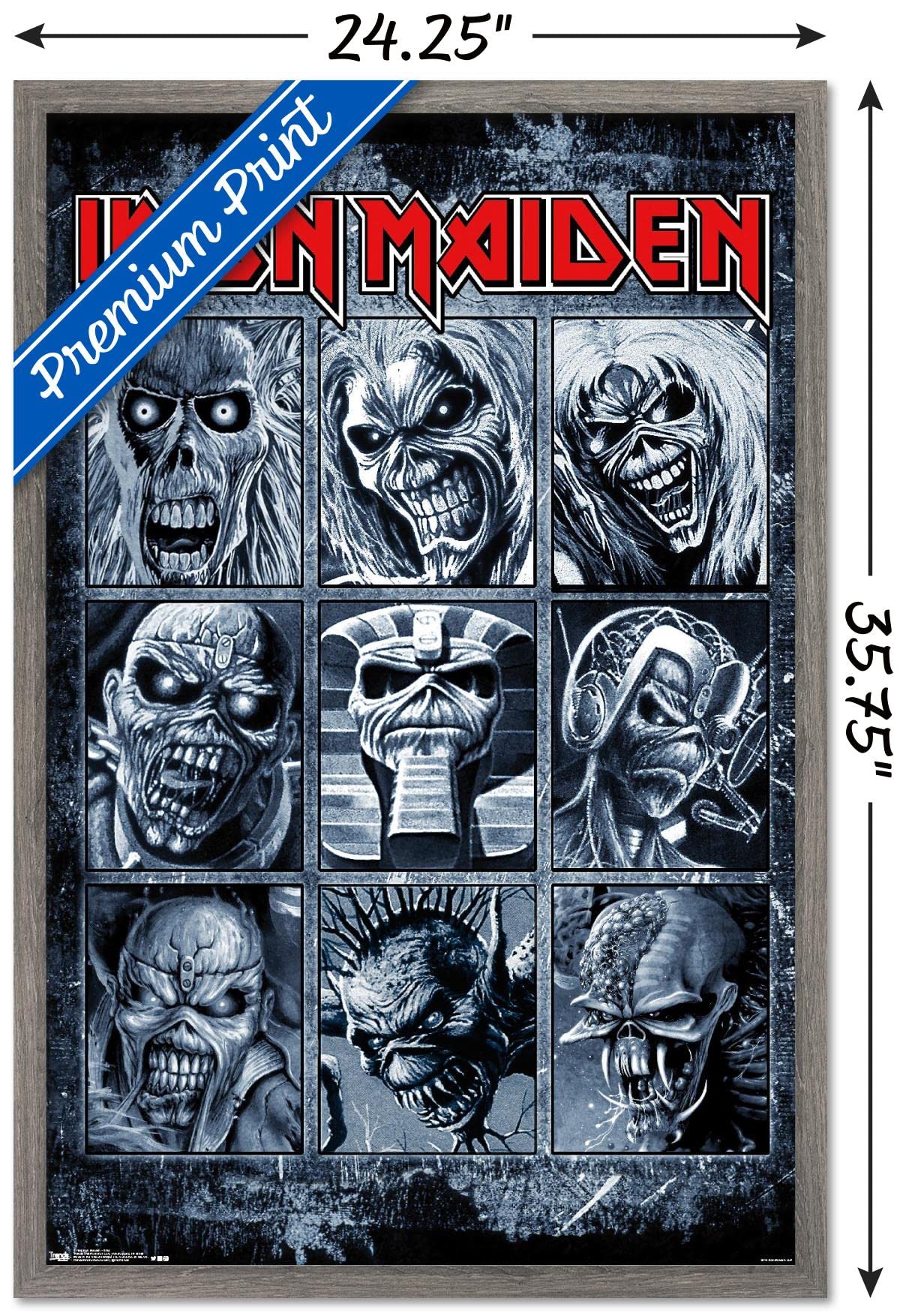Trends International Iron Maiden - Grid Wall Poster, 22.375'' X 34'', Barnwood Framed Version