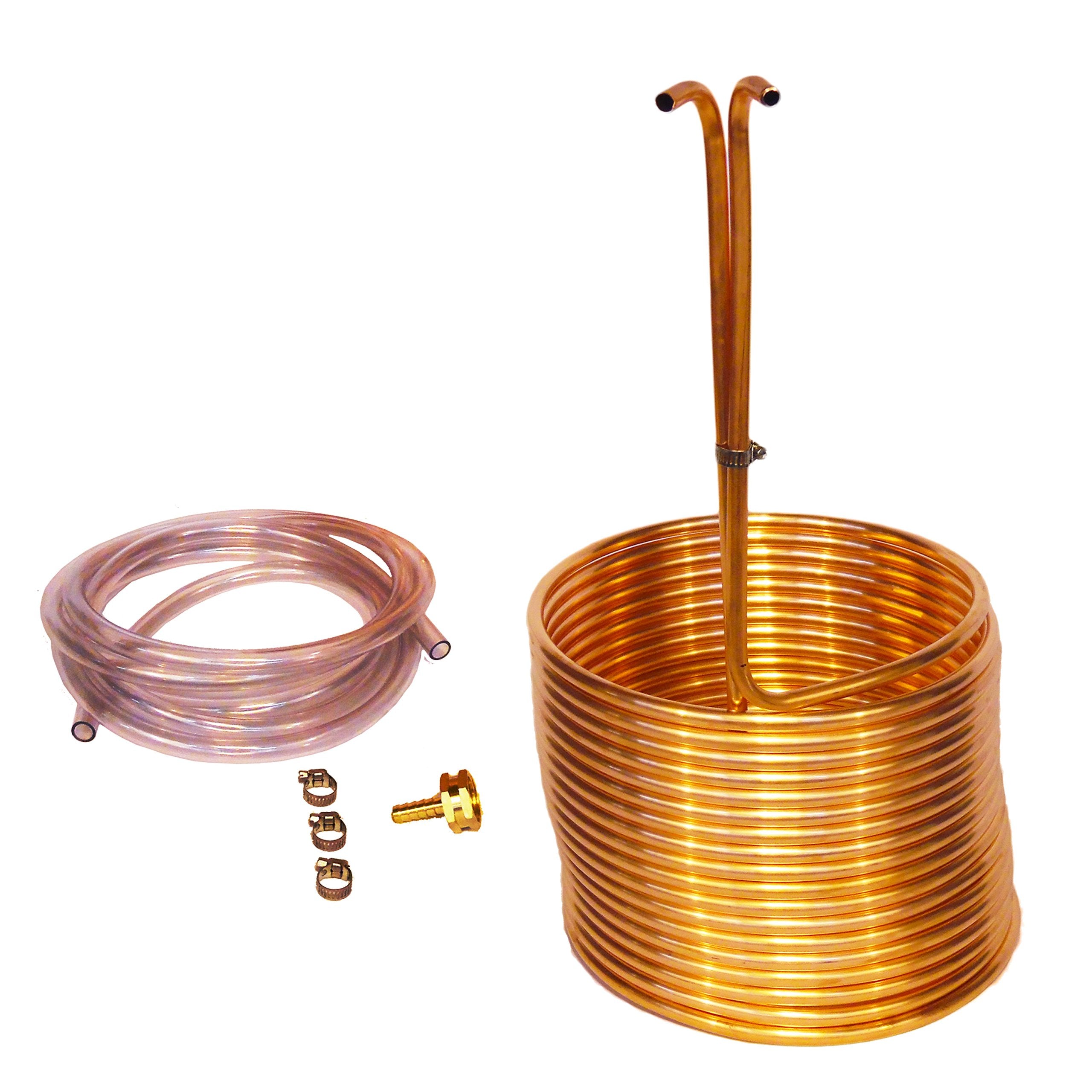 Homebrewstuff Copper Immersion Wort Chiller 50' X 3/8'' W/Vinyl Hoses