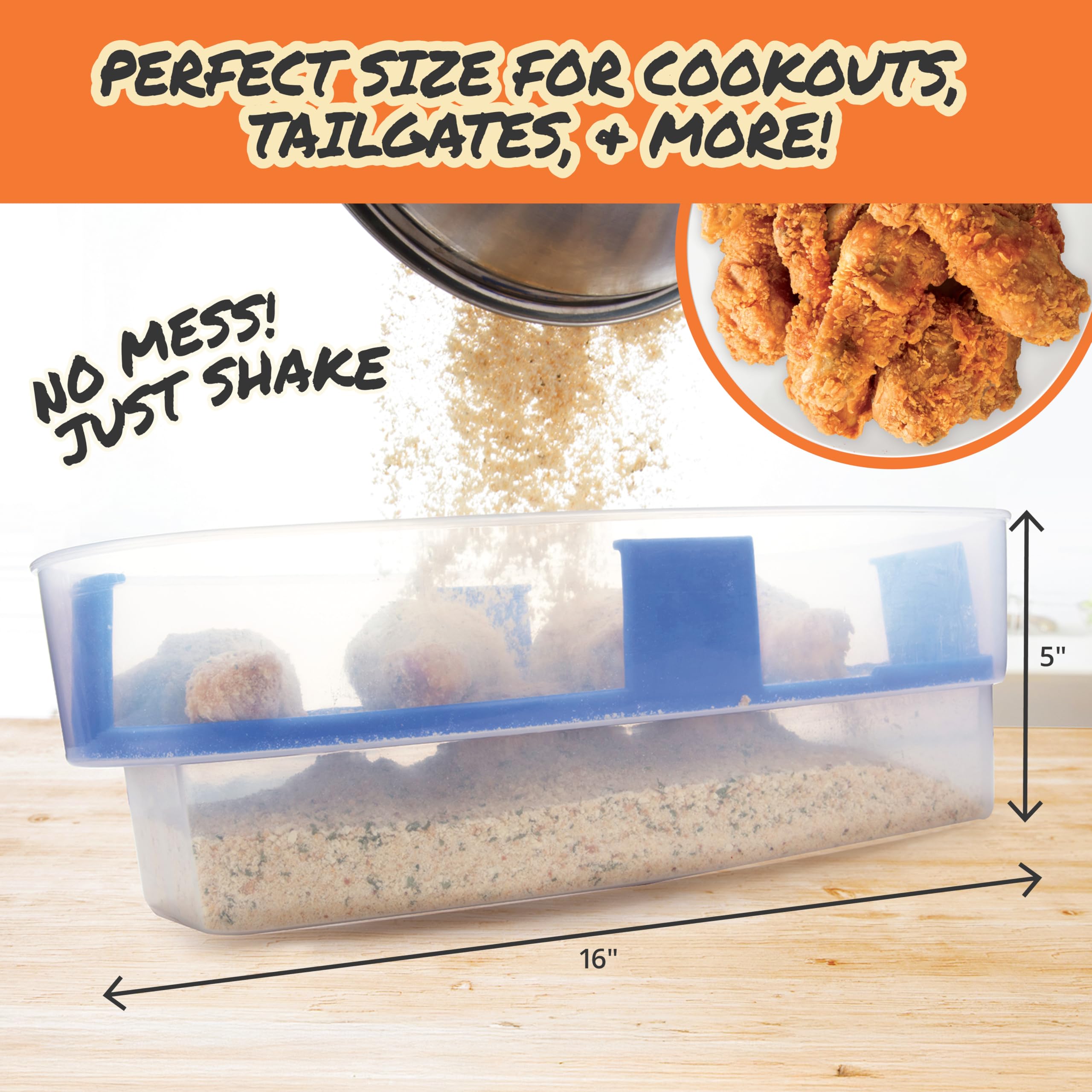 Cooks Choice Xl Original Better Breader Batter Bowl- All-In-One Mess Free Breading Station Tray For At Home Or On-The-Go - Pour