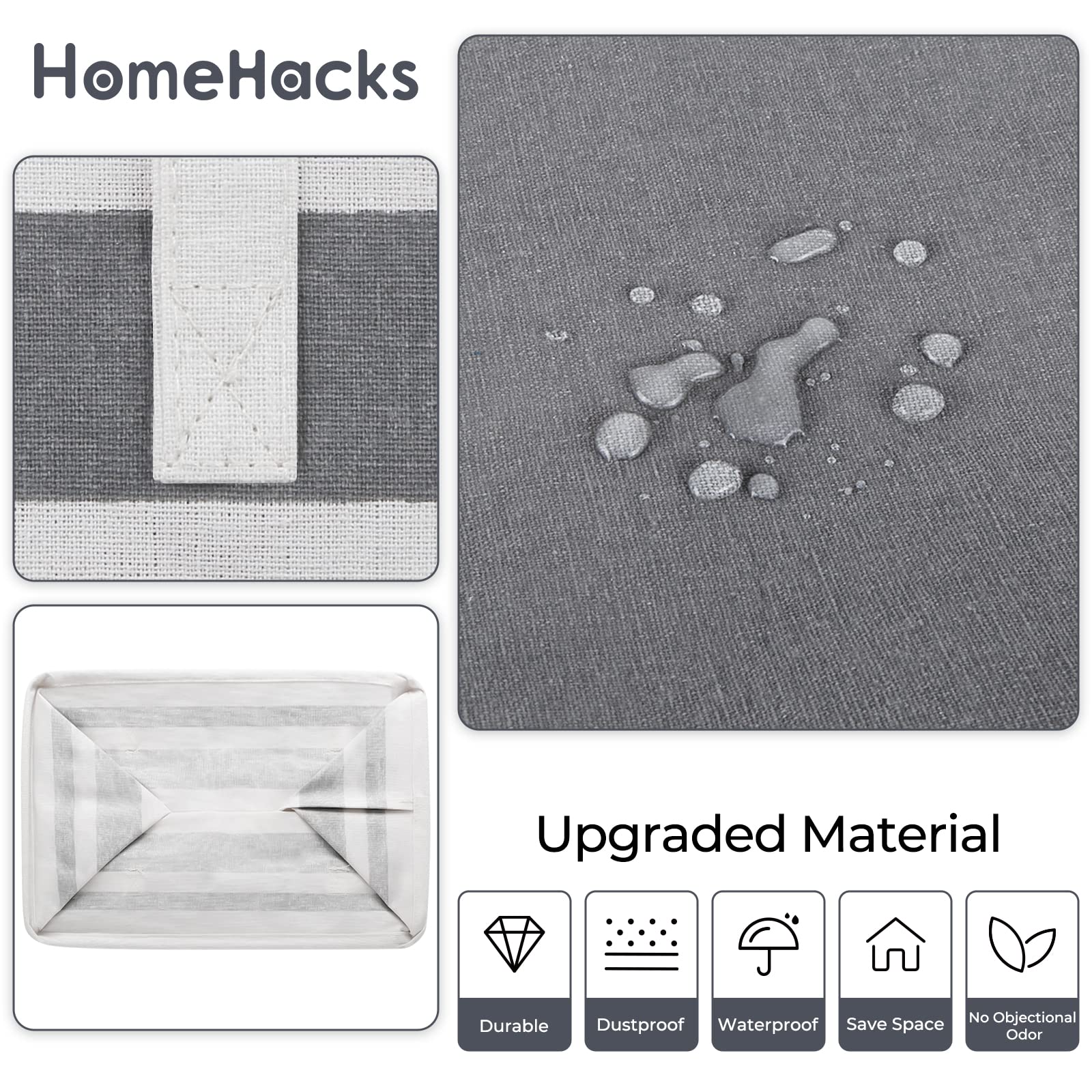 HomeHacks 2-Pack Large Laundry Basket  Waterproof  Freestanding Laundry Hamper  Collapsible Tall Clothes Hamper with Extended Handles for Clothes Toys in the Dorm and Family Gradient Grey  125L